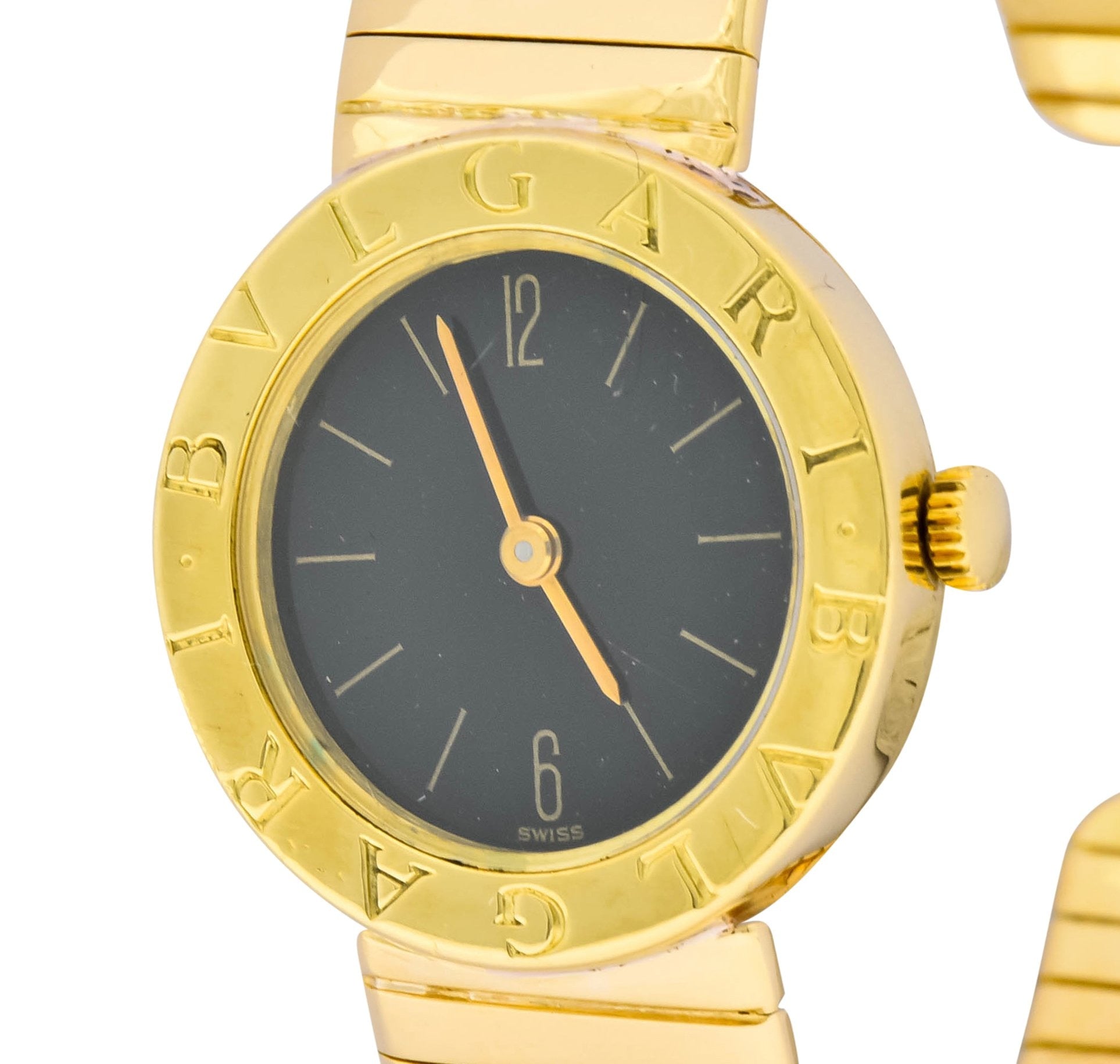 Bulgari 18 Karat Yellow Gold Tubogas Serpenti Flex Band Quartz Wrist Watch - Wilson's Estate Jewelry