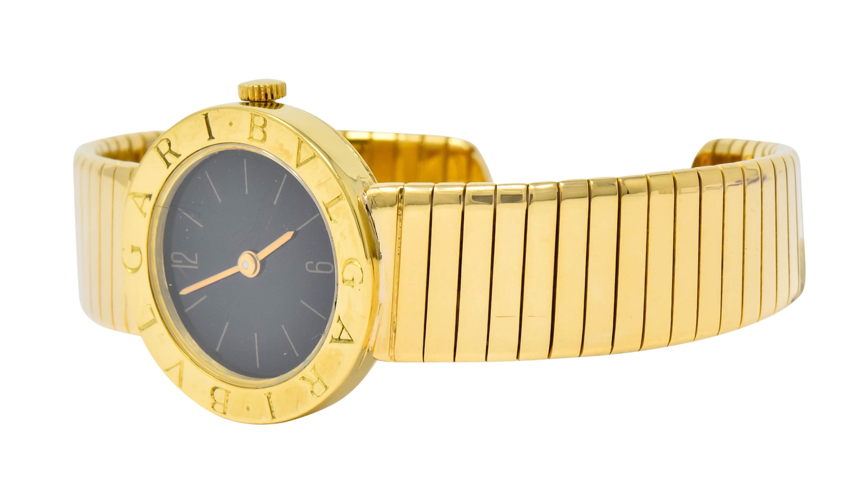 Bulgari 18 Karat Yellow Gold Tubogas Serpenti Flex Band Quartz Wrist Watch - Wilson's Estate Jewelry