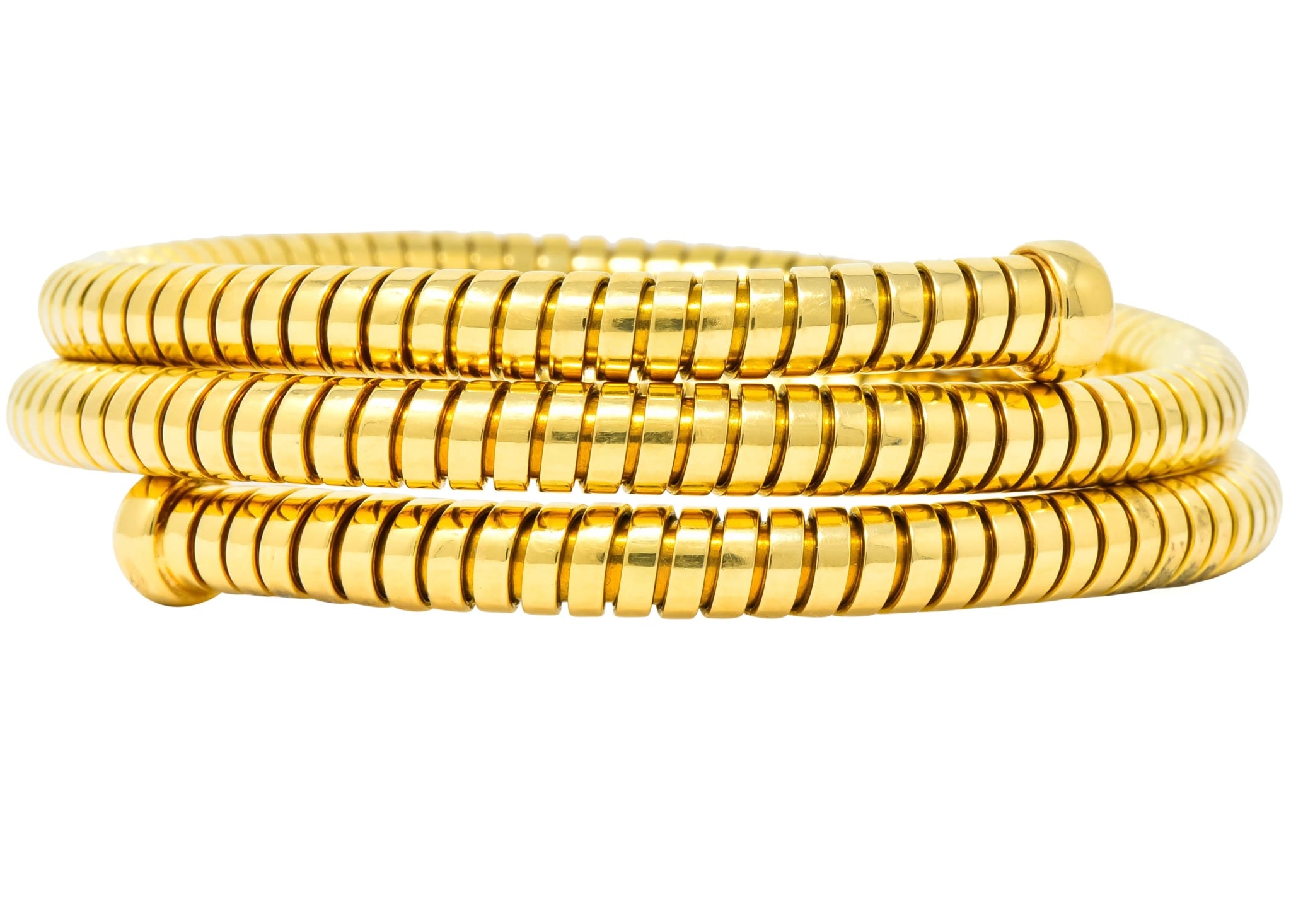 Bulgari 1980 18 Karat Yellow Gold Tubogas Wrap Style Bangle Bracelet - Wilson's Estate Jewelry