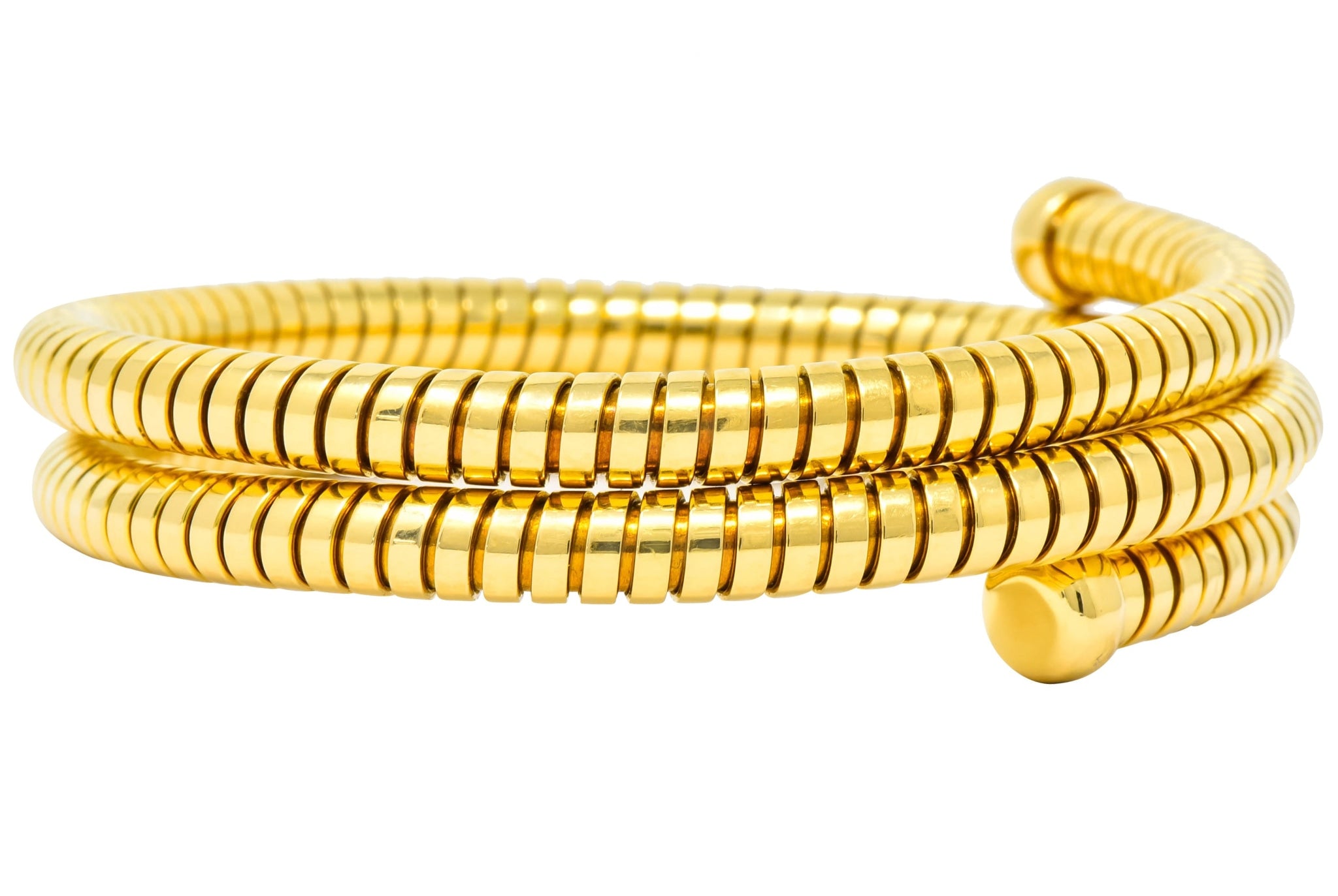 Bulgari 1980 18 Karat Yellow Gold Tubogas Wrap Style Bangle Bracelet - Wilson's Estate Jewelry