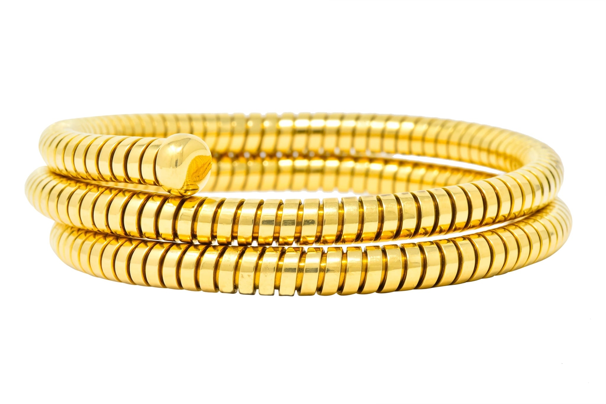 Bulgari 1980 18 Karat Yellow Gold Tubogas Wrap Style Bangle Bracelet - Wilson's Estate Jewelry