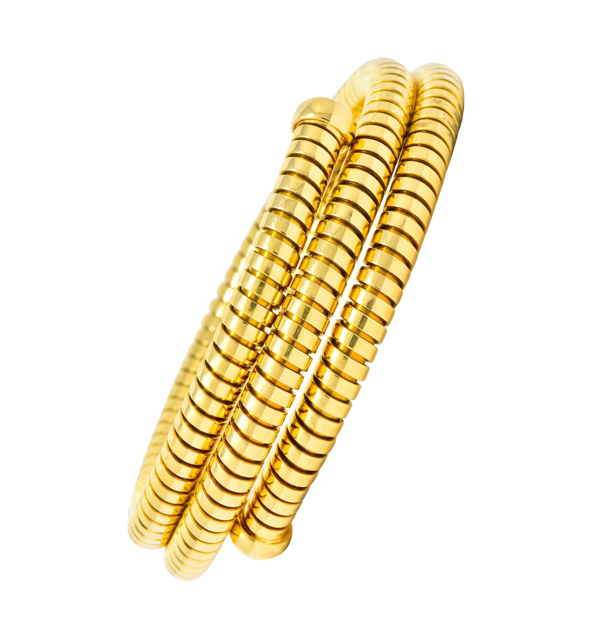 Bulgari 1980 18 Karat Yellow Gold Tubogas Wrap Style Bangle Bracelet - Wilson's Estate Jewelry