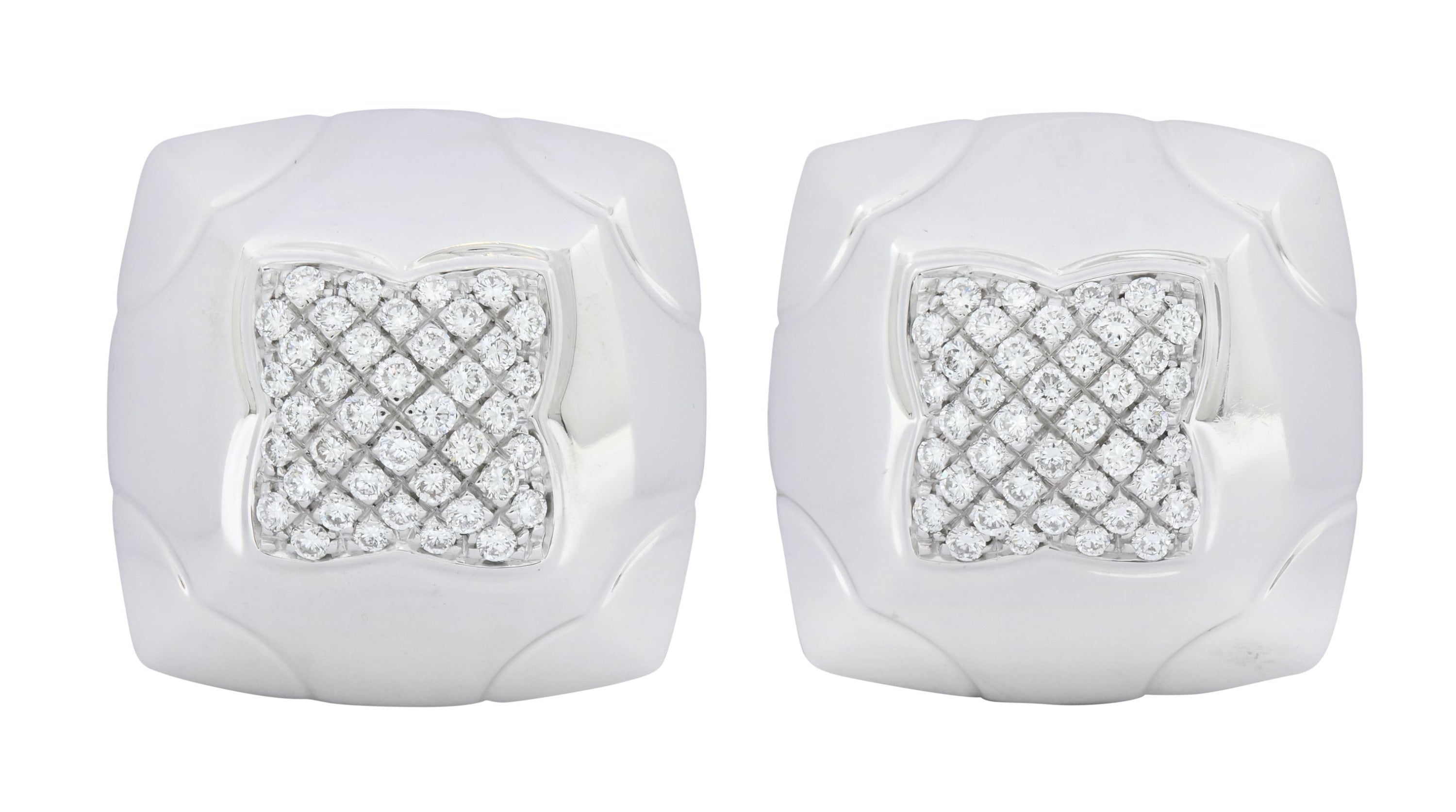 Bulgari 2.08 CTW Pave Diamond 18 Karat White Gold Pyramide Earrings - Wilson's Estate Jewelry