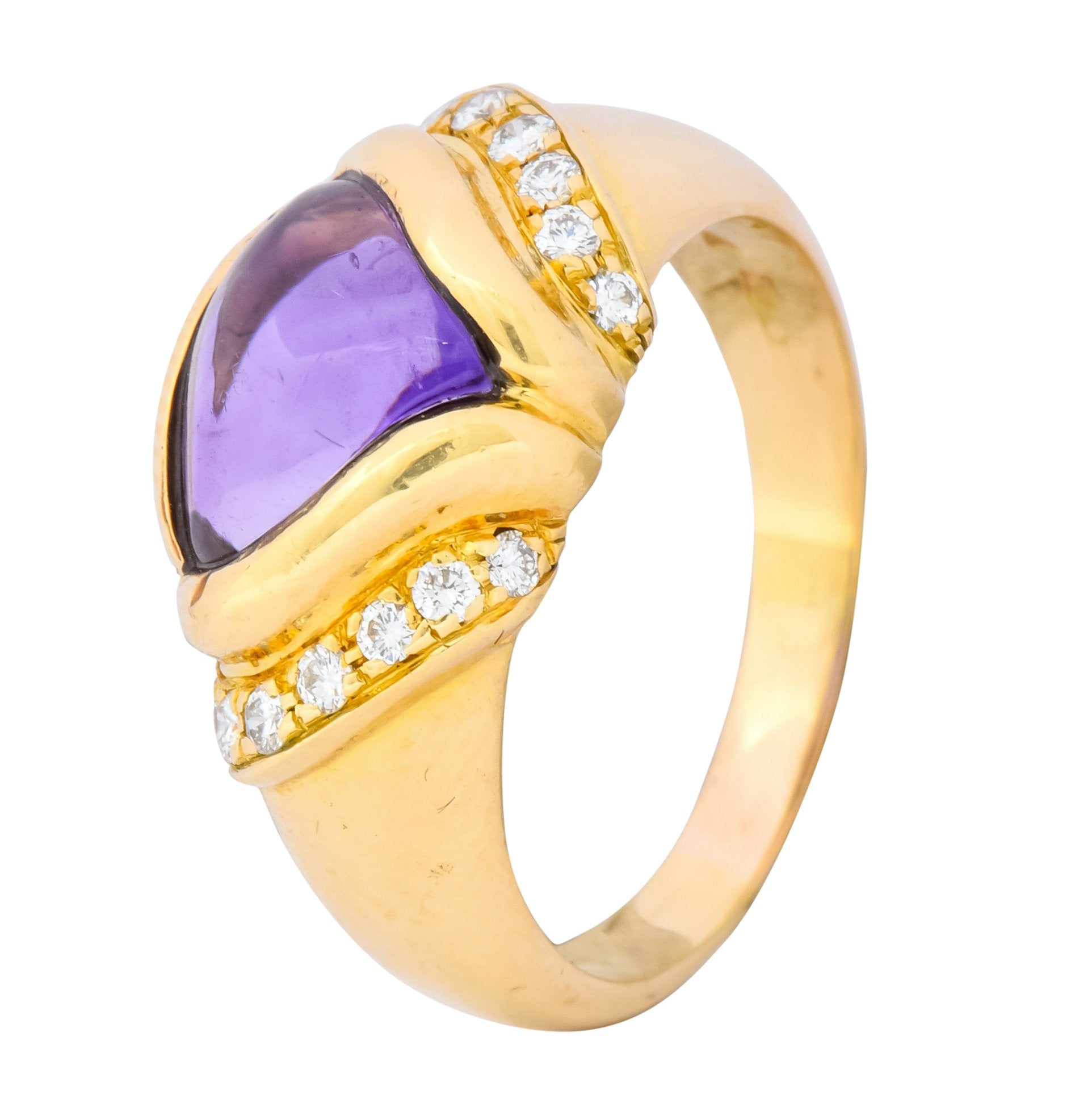 Bulgari Amethyst Diamond 18 Karat Gold Ring - Wilson's Estate Jewelry