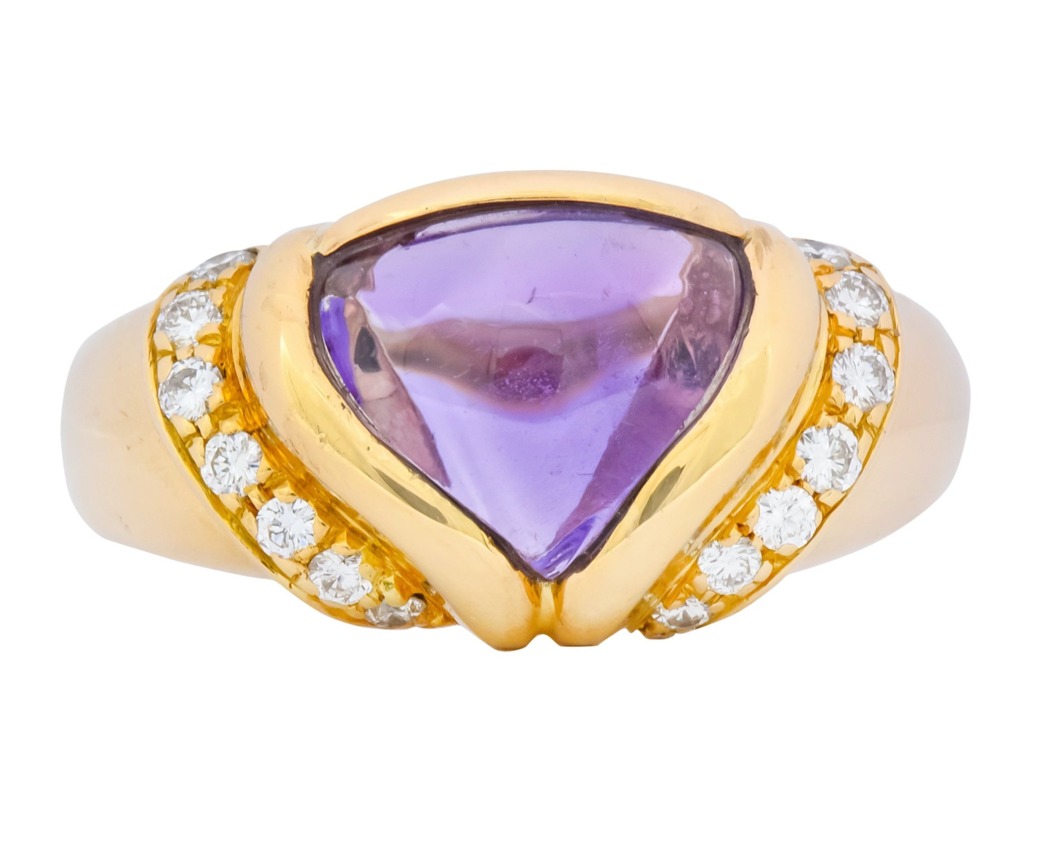 Bulgari Amethyst Diamond 18 Karat Gold Ring - Wilson's Estate Jewelry