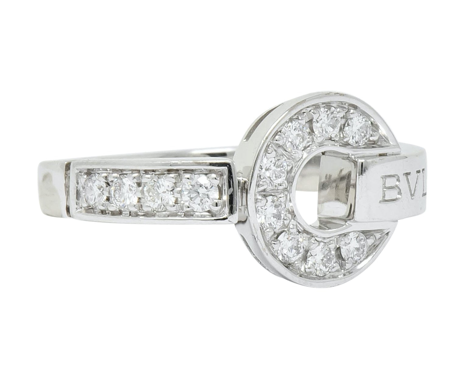 Bulgari Bvlgari Diamond 18 Karat White Gold Circle Ring - Wilson's Estate Jewelry