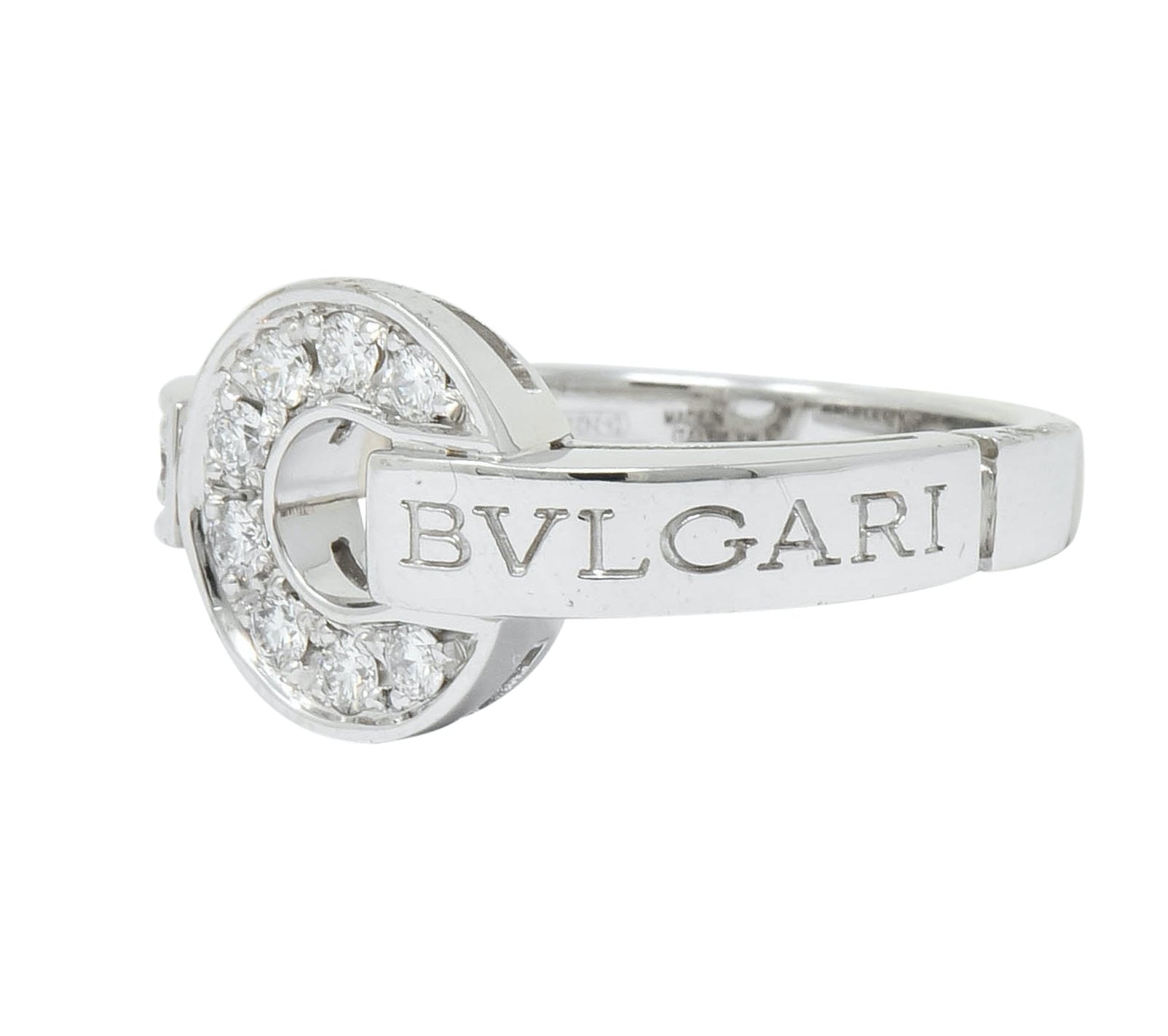 Bulgari Bvlgari Diamond 18 Karat White Gold Circle Ring - Wilson's Estate Jewelry