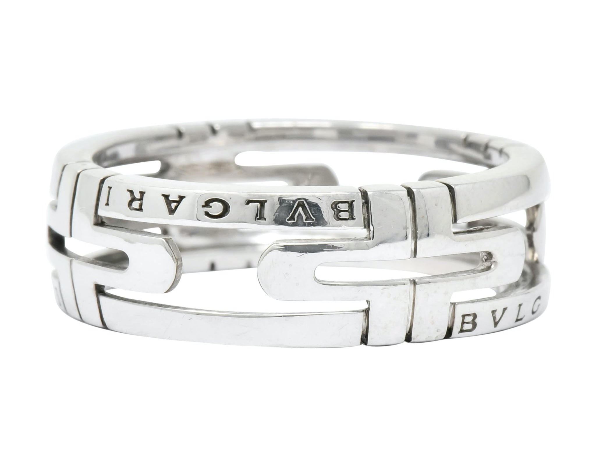 Bulgari Contemporary 18 Karat White Gold Parentesi Band Ring - Wilson's Estate Jewelry