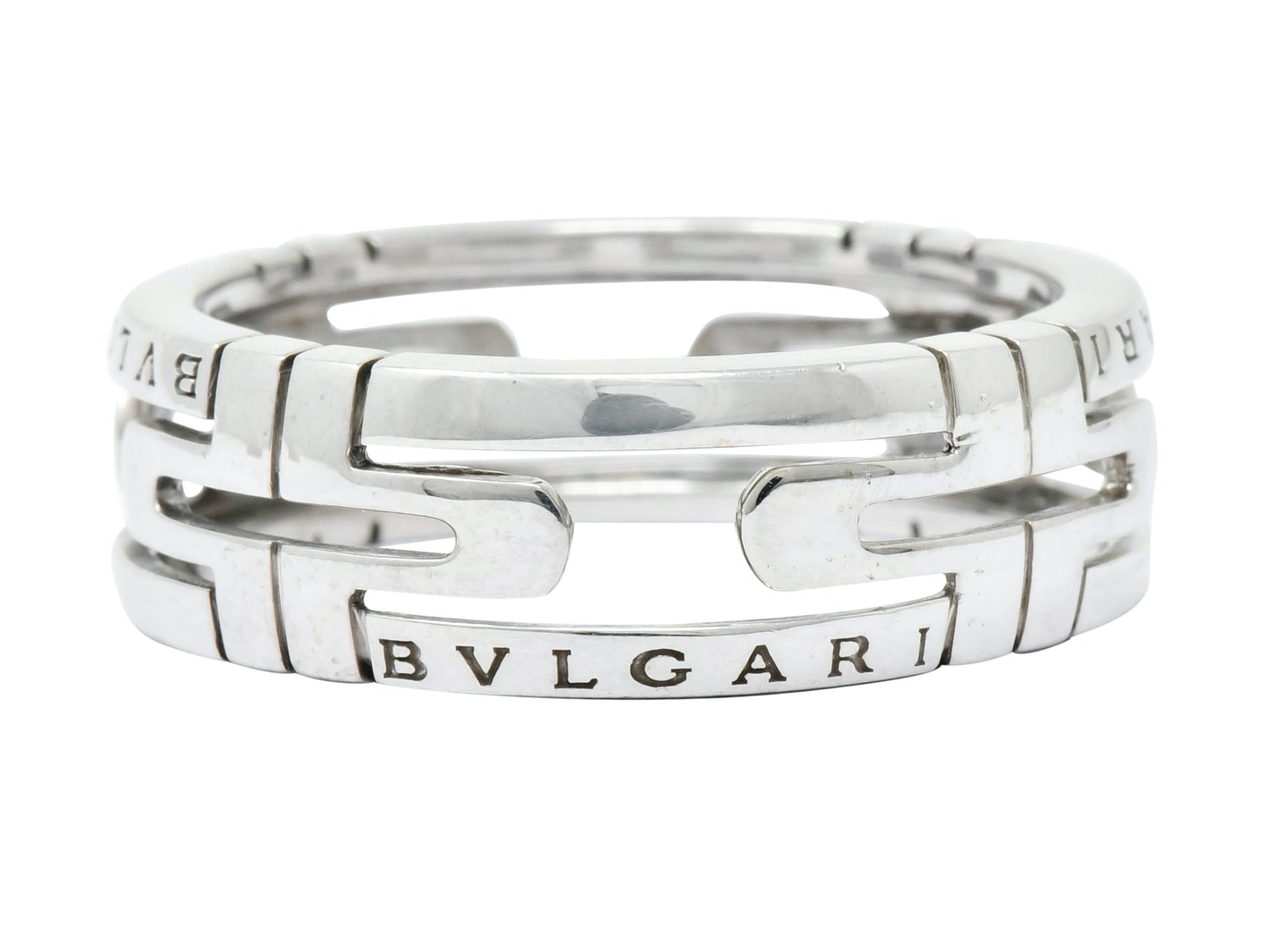 Bulgari Contemporary 18 Karat White Gold Parentesi Band Ring - Wilson's Estate Jewelry