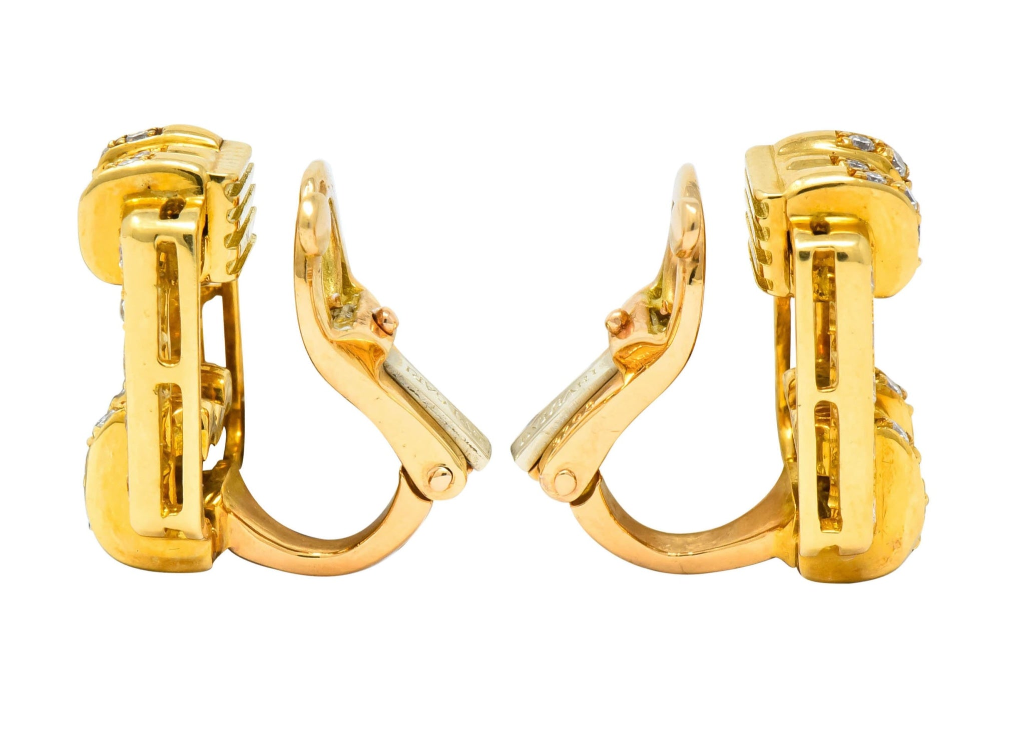 Bulgari Diamond 18 Karat Gold Link Ear-Clip Earrings - Wilson's Estate Jewelry