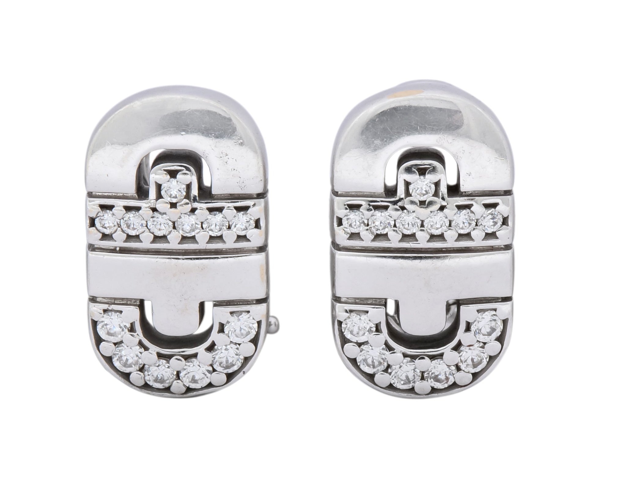 Bulgari Diamond 18 Karat White Gold Parentesi Earrings - Wilson's Estate Jewelry