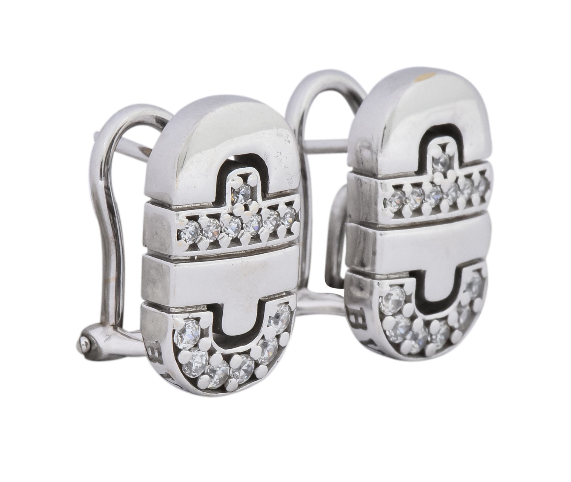 Bulgari Diamond 18 Karat White Gold Parentesi Earrings - Wilson's Estate Jewelry