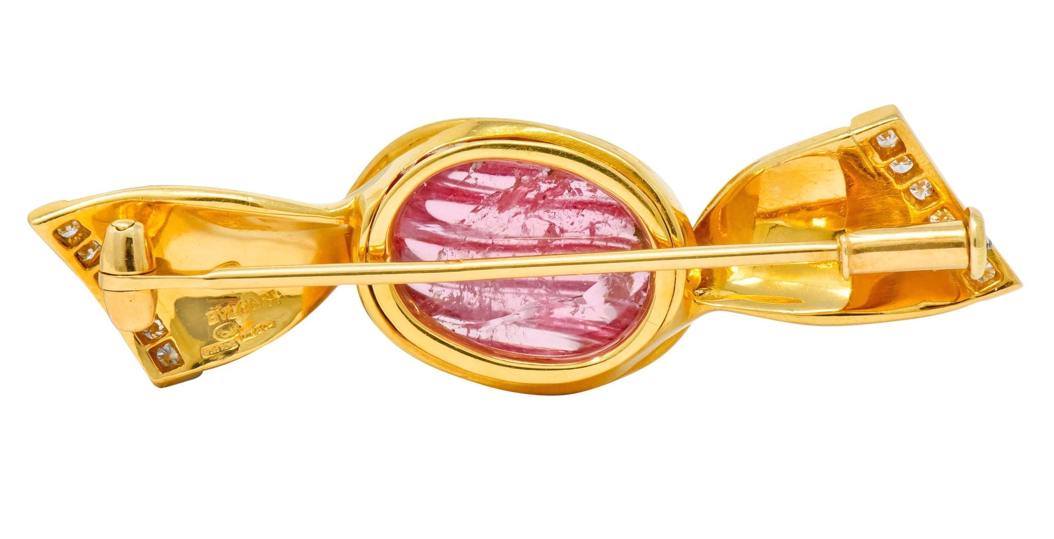 Bulgari Pink Tourmaline 18 Karat Gold Bonbon Candy Brooch - Wilson's Estate Jewelry