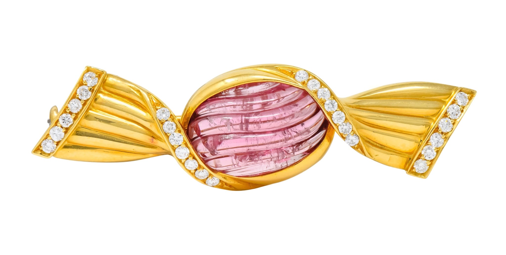 Bulgari Pink Tourmaline 18 Karat Gold Bonbon Candy Brooch - Wilson's Estate Jewelry