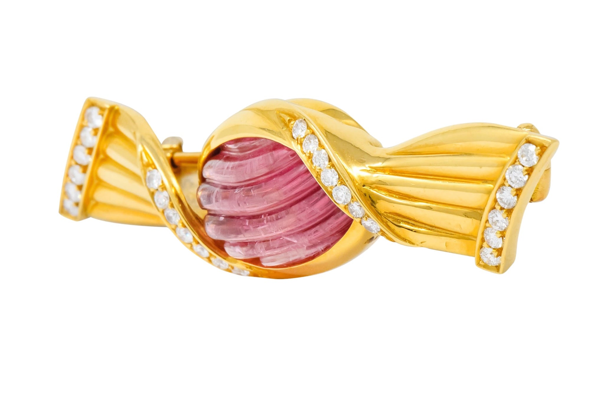 Bulgari Pink Tourmaline 18 Karat Gold Bonbon Candy Brooch - Wilson's Estate Jewelry