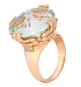 Bulgari Prasiolite Diamond 18 Karat Rose Gold Parentesi Cocktail Ring - Wilson's Estate Jewelry