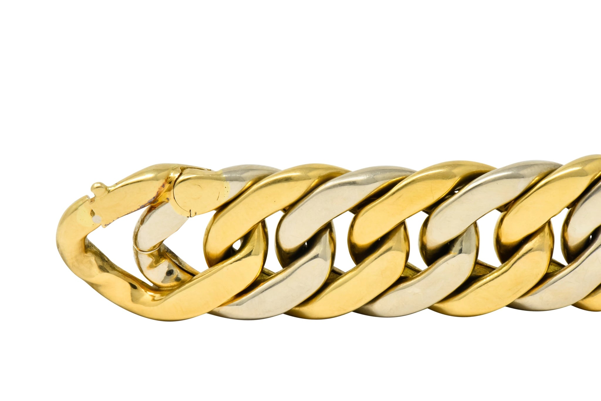 Carlo Weingrill Italian 18 Karat Two-Tone Gold Curb Link Unisex Bracelet - Wilson's Estate Jewelry