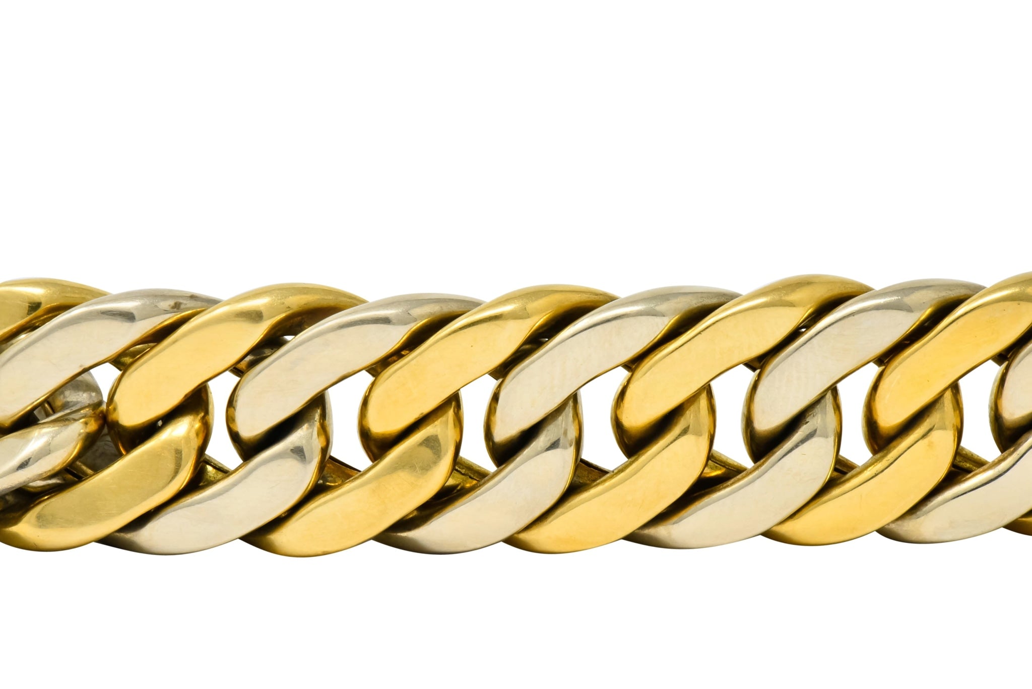 Carlo Weingrill Italian 18 Karat Two-Tone Gold Curb Link Unisex Bracelet - Wilson's Estate Jewelry