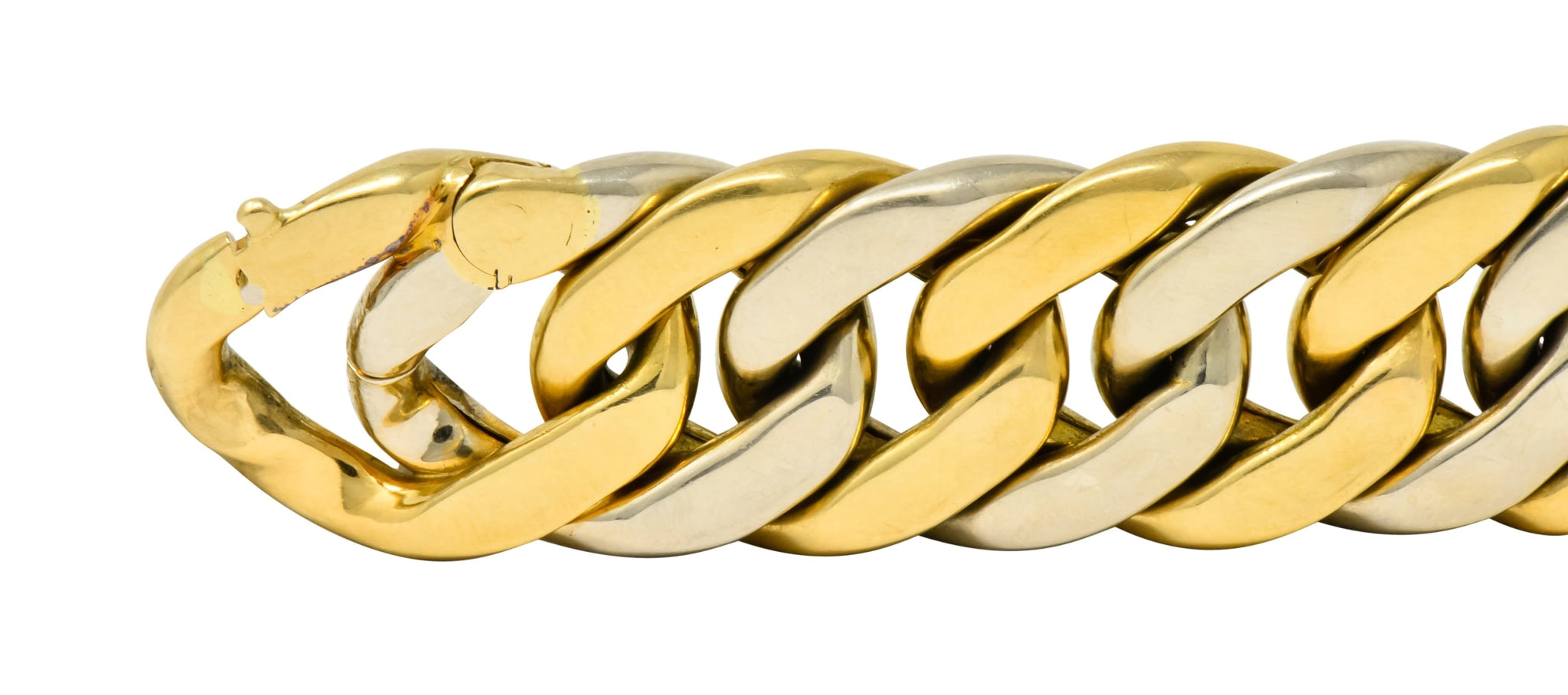 Carlo Weingrill Italian 18 Karat Two-Tone Gold Curb Link Unisex Bracelet - Wilson's Estate Jewelry