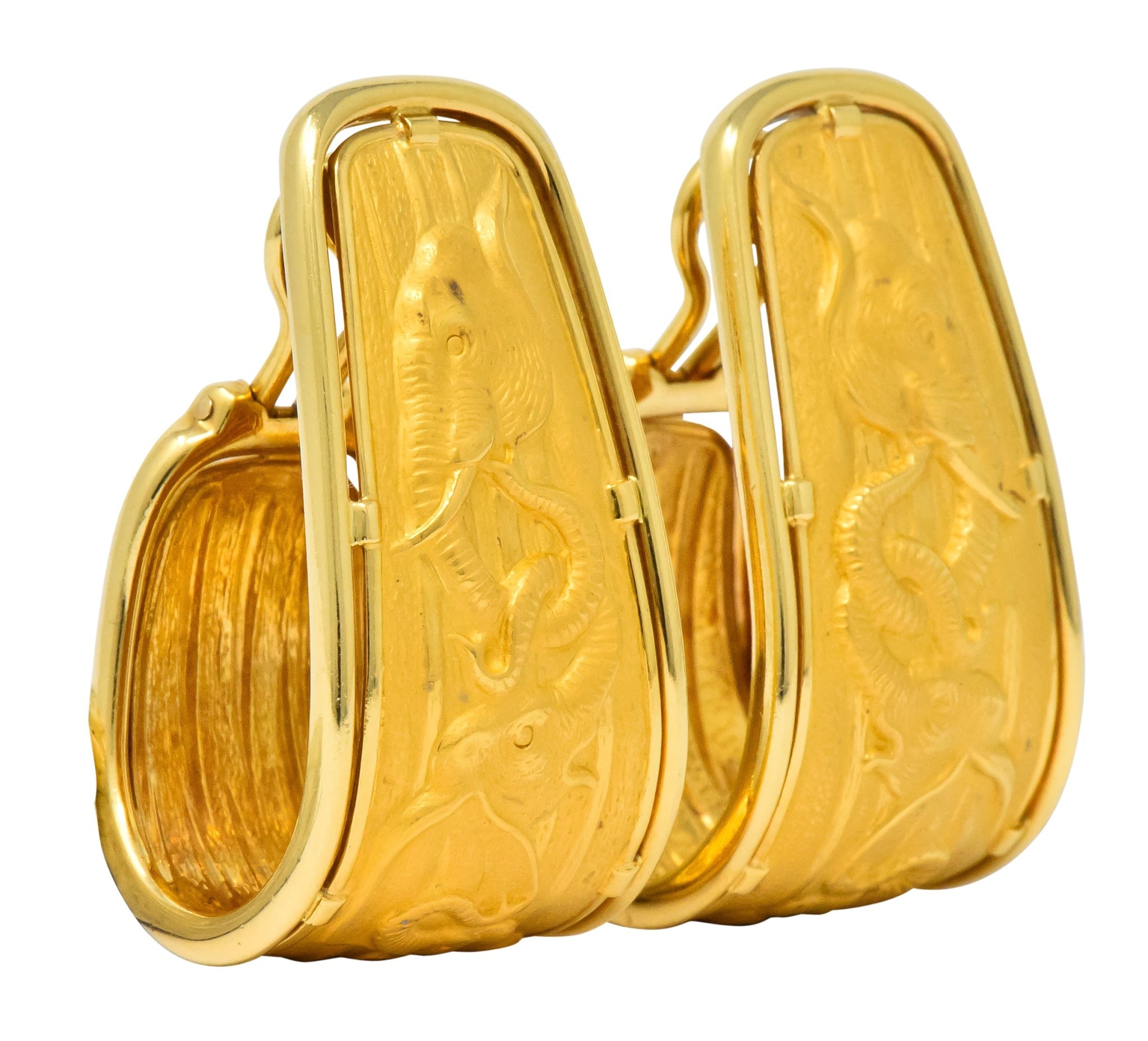 Carrera Y Carrera 18 Karat Gold Large Elephant J Hoop Earrings - Wilson's Estate Jewelry