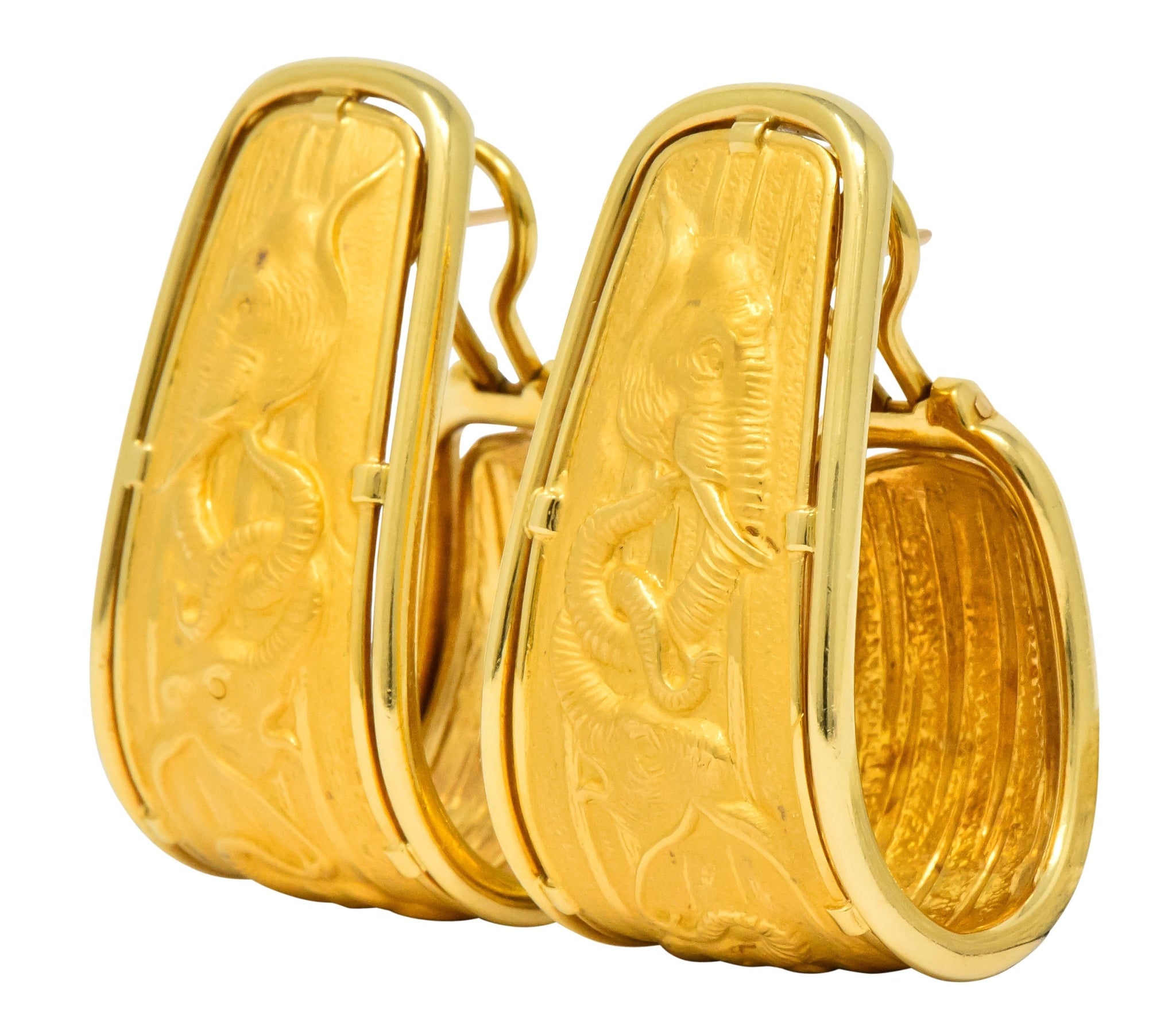 Carrera Y Carrera 18 Karat Gold Large Elephant J Hoop Earrings - Wilson's Estate Jewelry