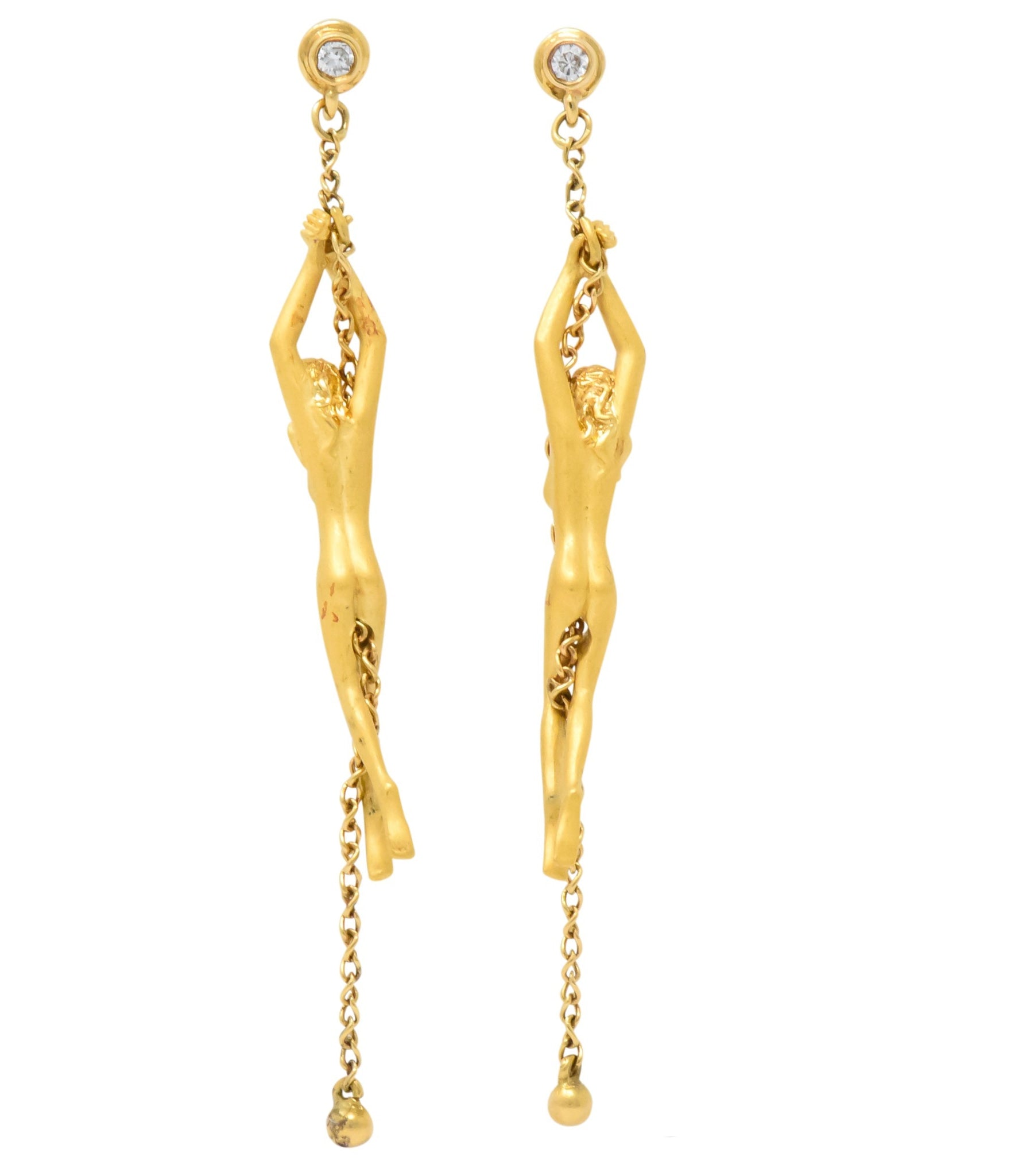 Carrera y Carrera Diamond 18 Karat Gold Chain Women Drop Earrings - Wilson's Estate Jewelry