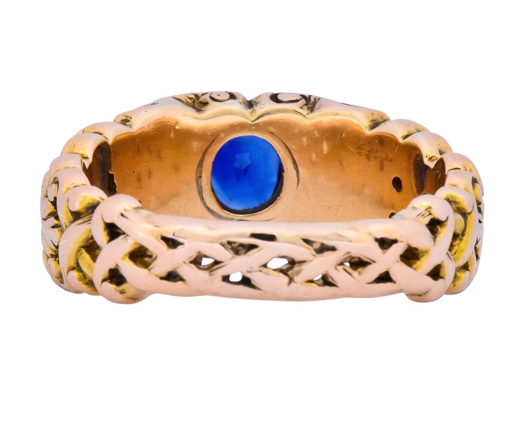 Carter Gough & Co. 1.32 CTW No Heat Sapphire 14 Karat Gold Anemoi God of Wind Unisex Ring AGL - Wilson's Estate Jewelry