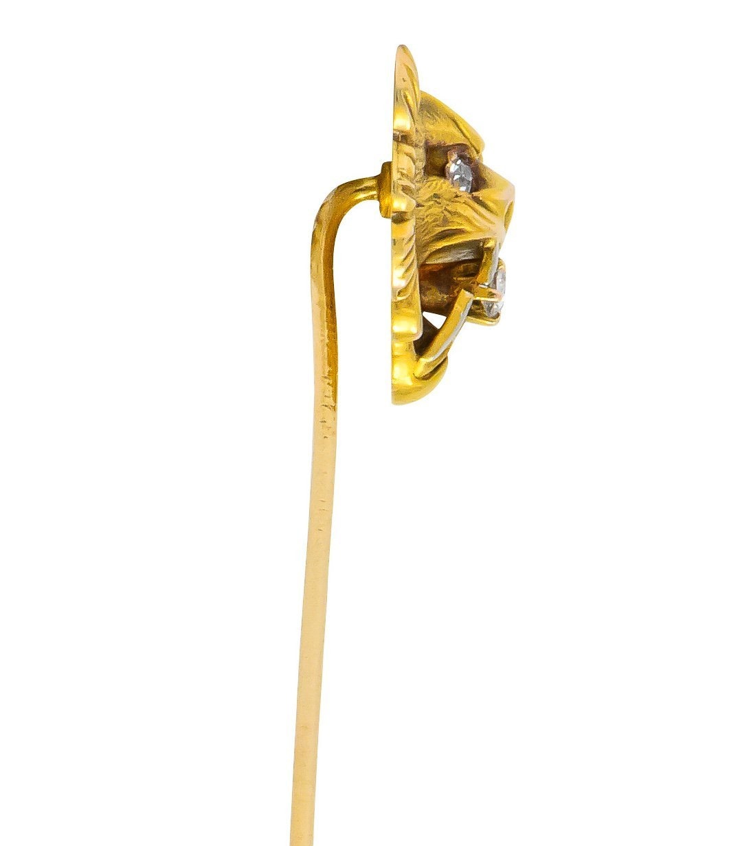 Carter Gough & Co. Edwardian Diamond 14 Karat Two-Tone Gold Tiger Stickpin - Wilson's Estate Jewelry