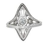 Carter & Gough Edwardian 0.50 CTW Diamond Platinum Navette Ring - Wilson's Estate Jewelry