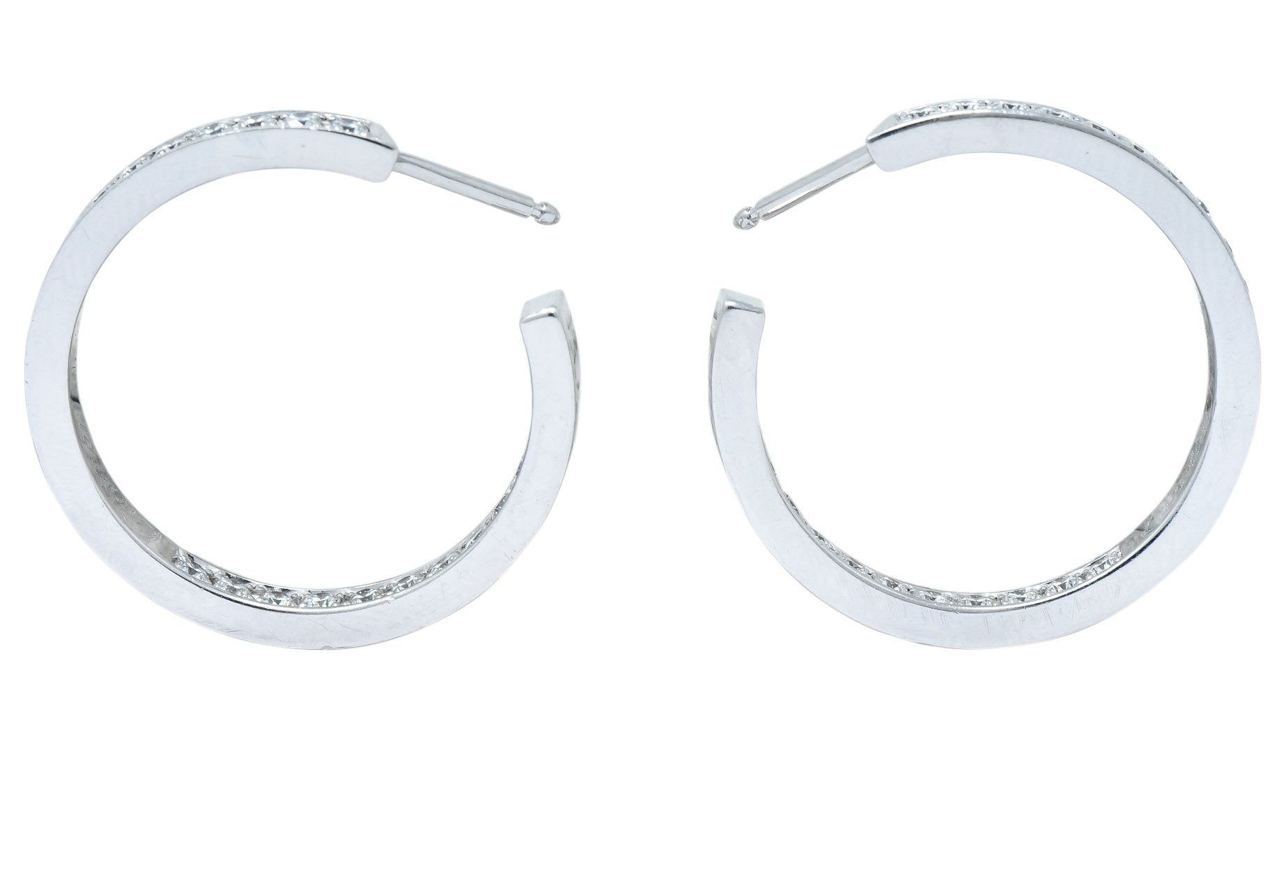 Cartier 1.80 CTW Diamond 18 Karat White Gold Contemporary In-Out Hoop Earrings - Wilson's Estate Jewelry