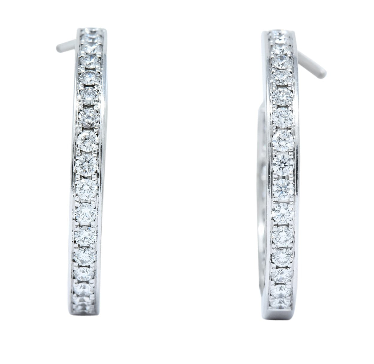 Cartier 1.80 CTW Diamond 18 Karat White Gold Contemporary In-Out Hoop Earrings - Wilson's Estate Jewelry