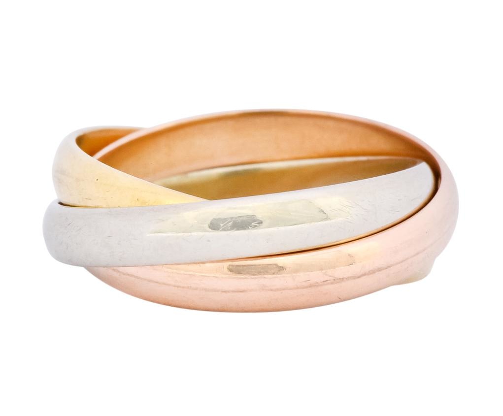 Cartier 18 Karat Tri-Colored Gold Unisex Trinity Rolling Ring - Wilson's Estate Jewelry
