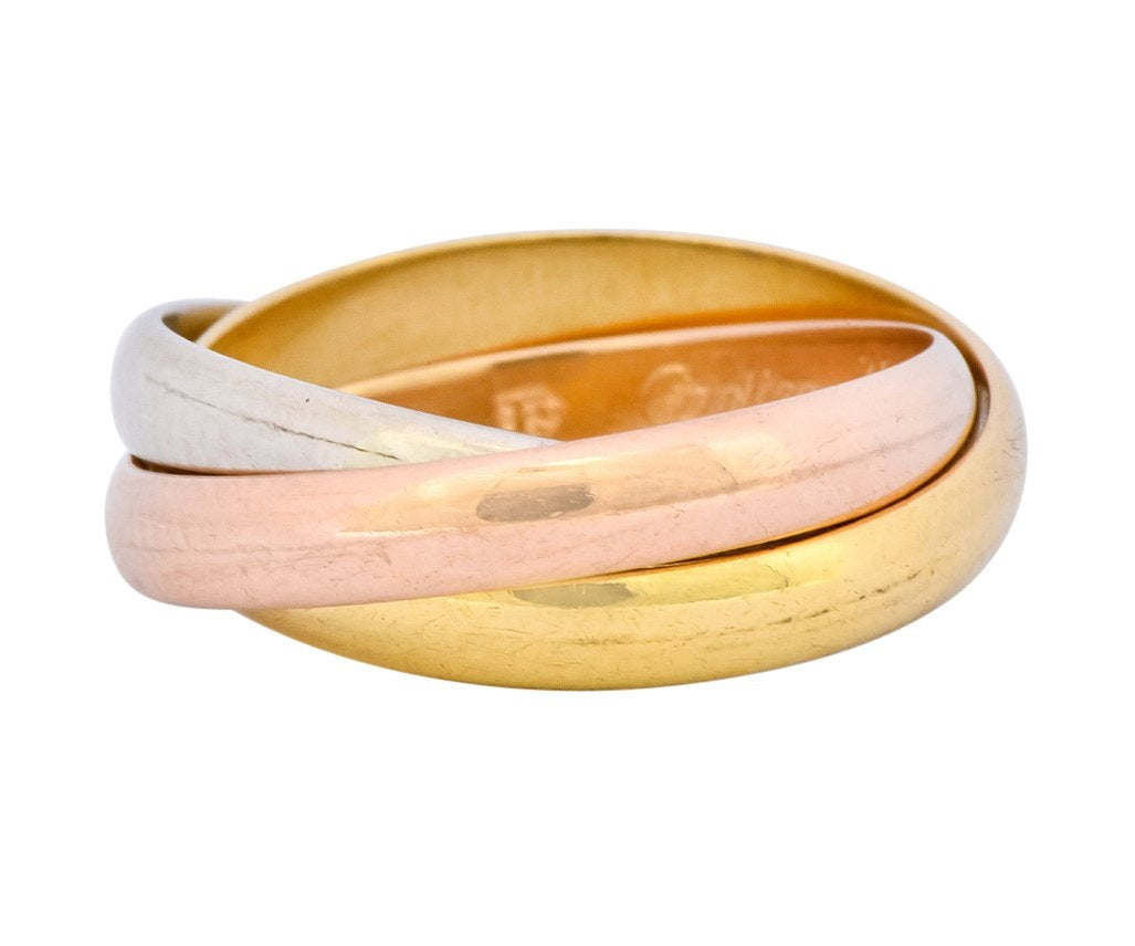 Cartier 18 Karat Tri-Colored Gold Unisex Trinity Rolling Ring - Wilson's Estate Jewelry