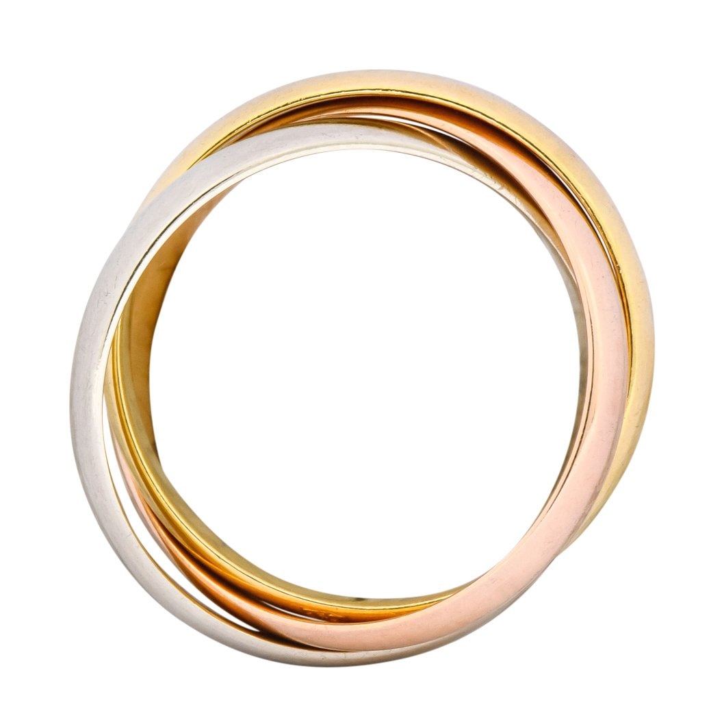 Cartier 18 Karat Tri-Colored Gold Unisex Trinity Rolling Ring - Wilson's Estate Jewelry