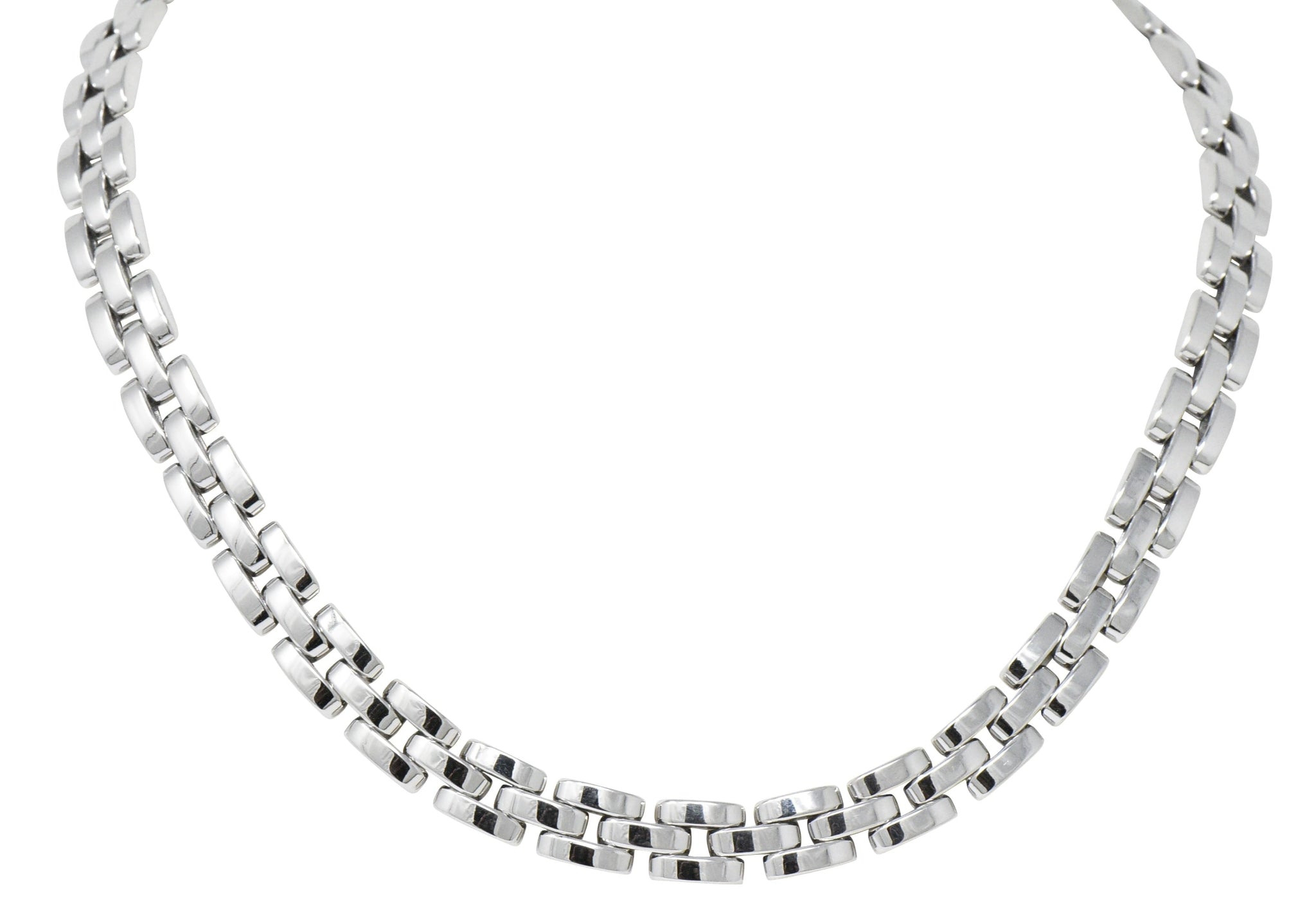 Cartier 18 Karat White Gold Panthère Collar Necklace Wilson's Estate Jewelry