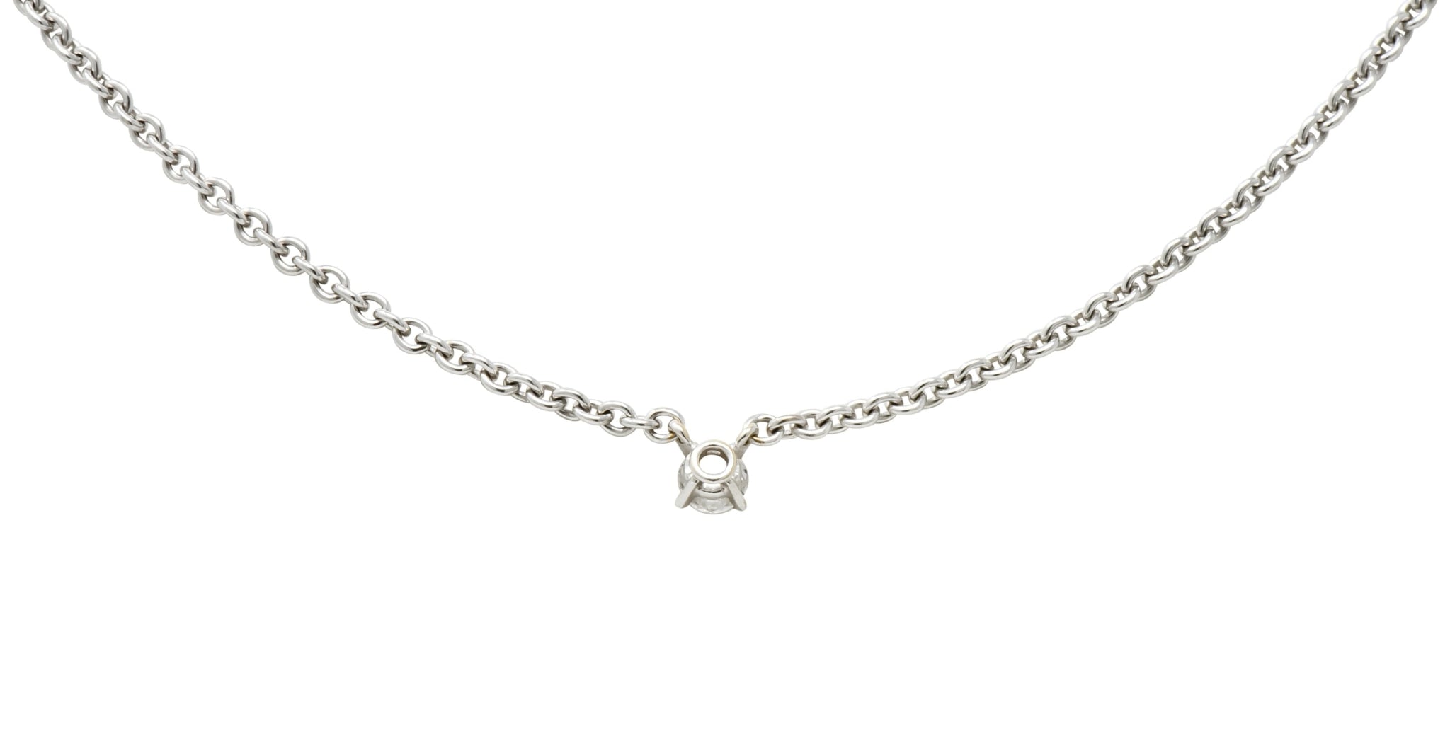 Cartier Diamond 18 Karat White Gold Contemporary French Solitaire Necklace - Wilson's Estate Jewelry