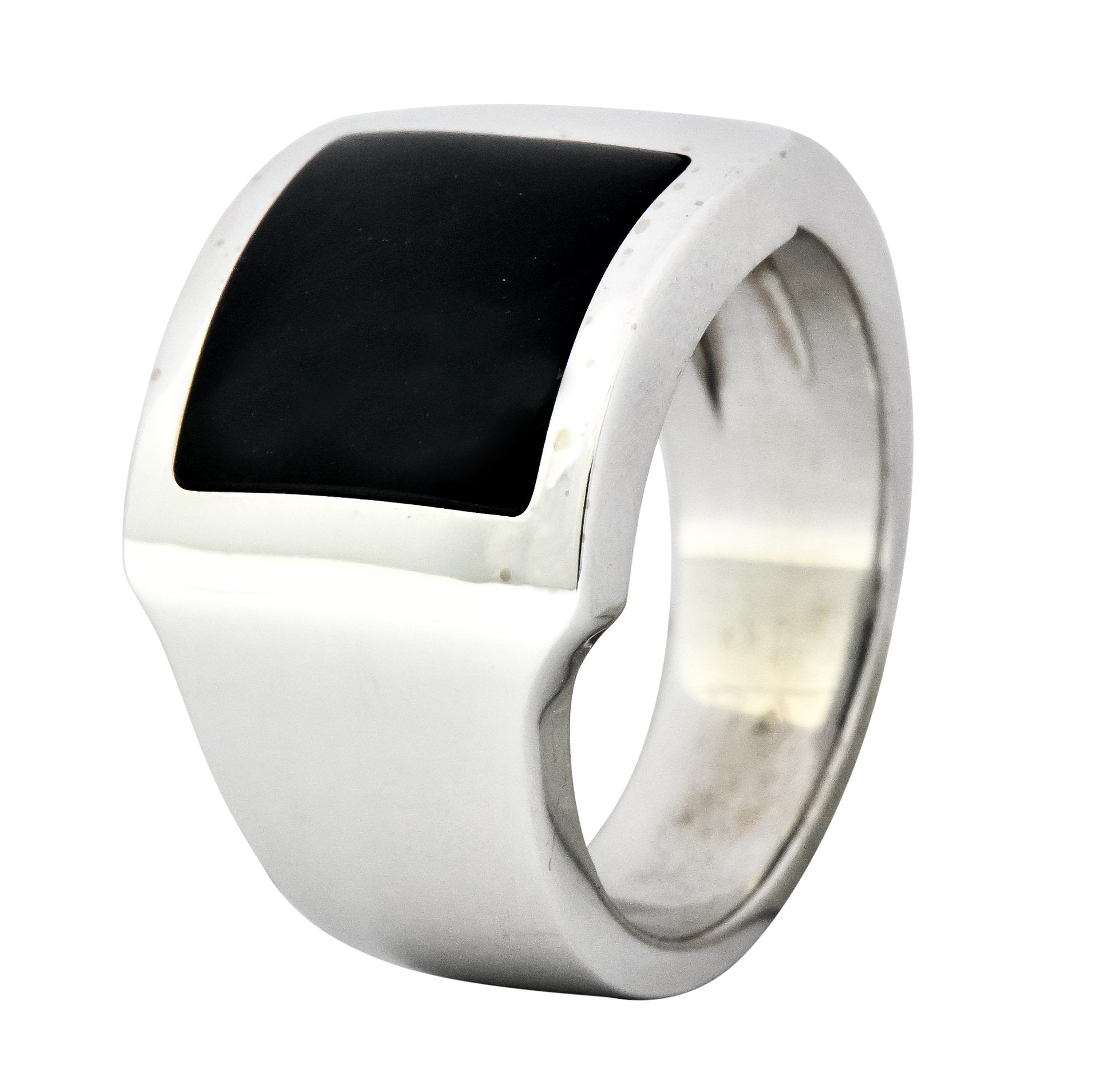 Cartier Modern Hawk's Eye 18 Karat White Gold Santos Dumont Men's Ring - Wilson's Estate Jewelry