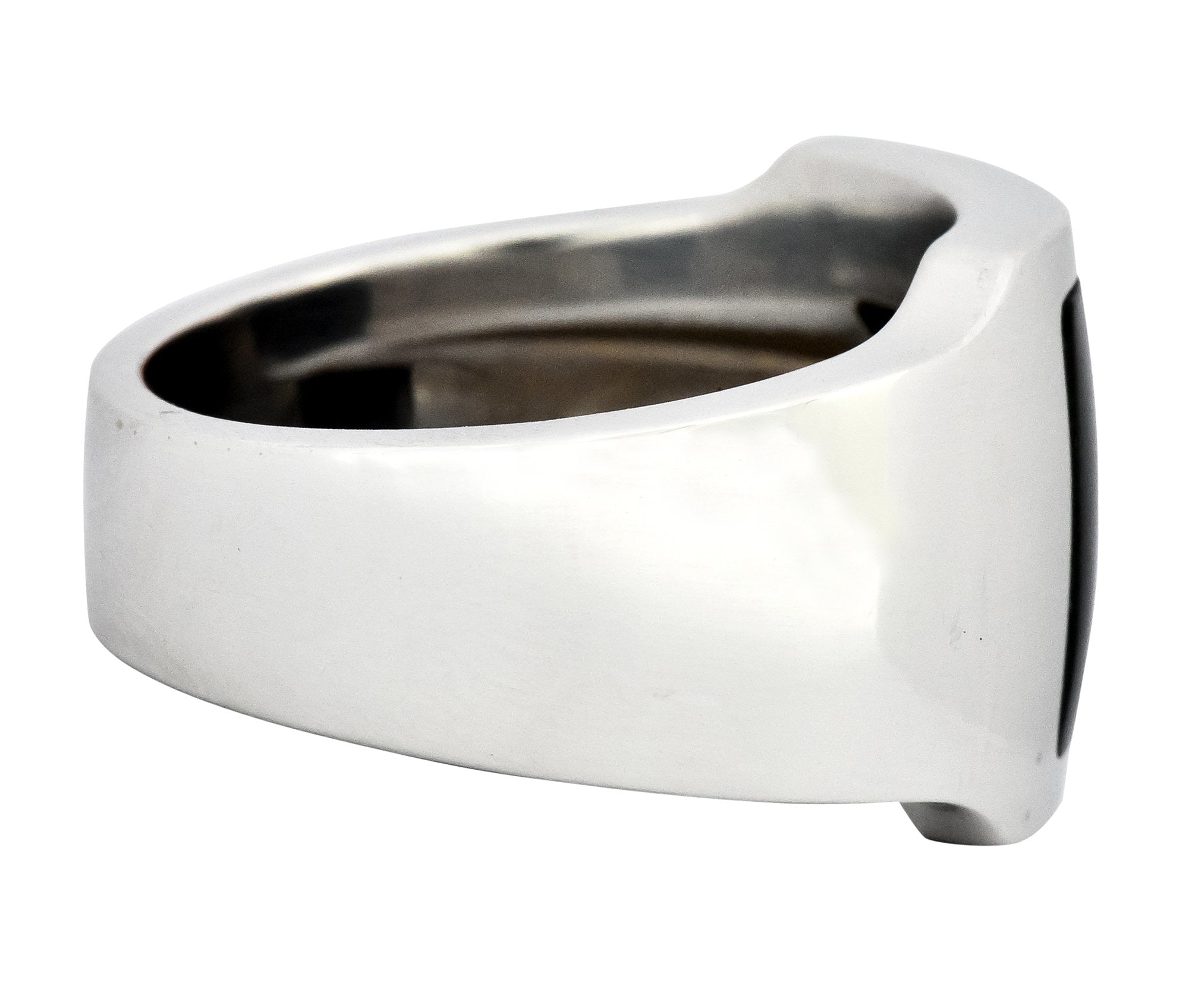 Cartier Modern Hawk's Eye 18 Karat White Gold Santos Dumont Men's Ring - Wilson's Estate Jewelry