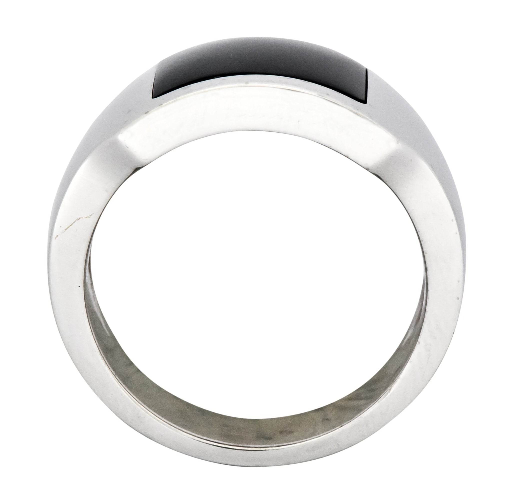 Cartier Modern Hawk's Eye 18 Karat White Gold Santos Dumont Men's Ring - Wilson's Estate Jewelry