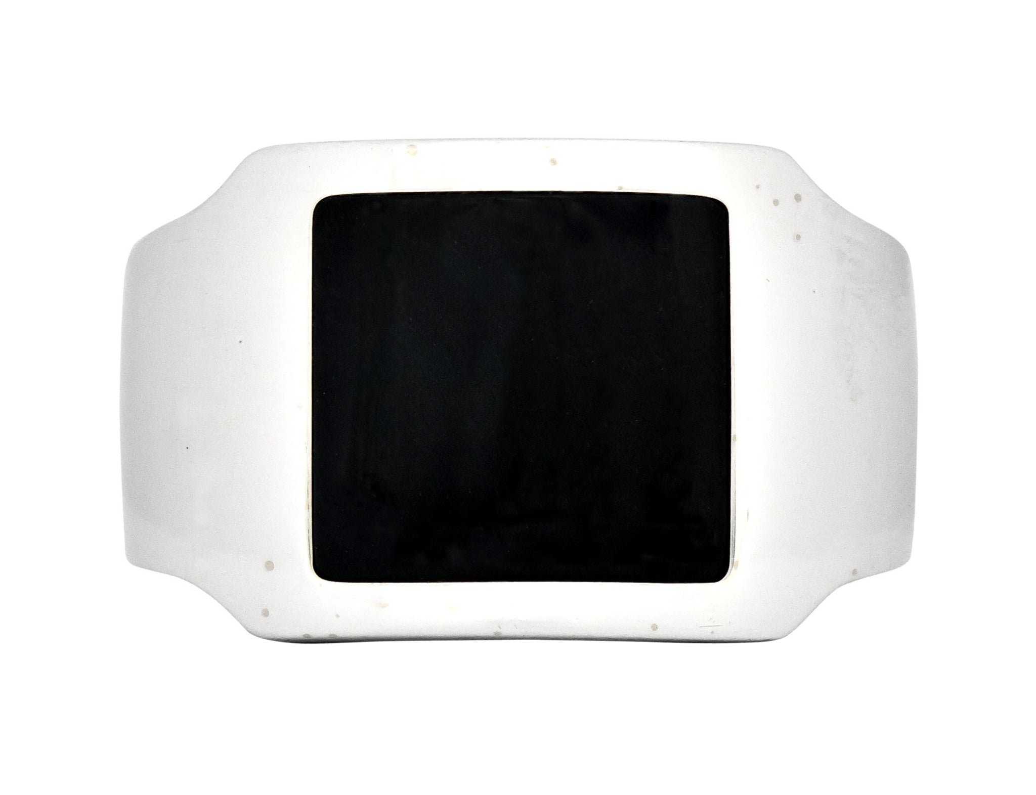 Cartier Modern Hawk's Eye 18 Karat White Gold Santos Dumont Men's Ring - Wilson's Estate Jewelry