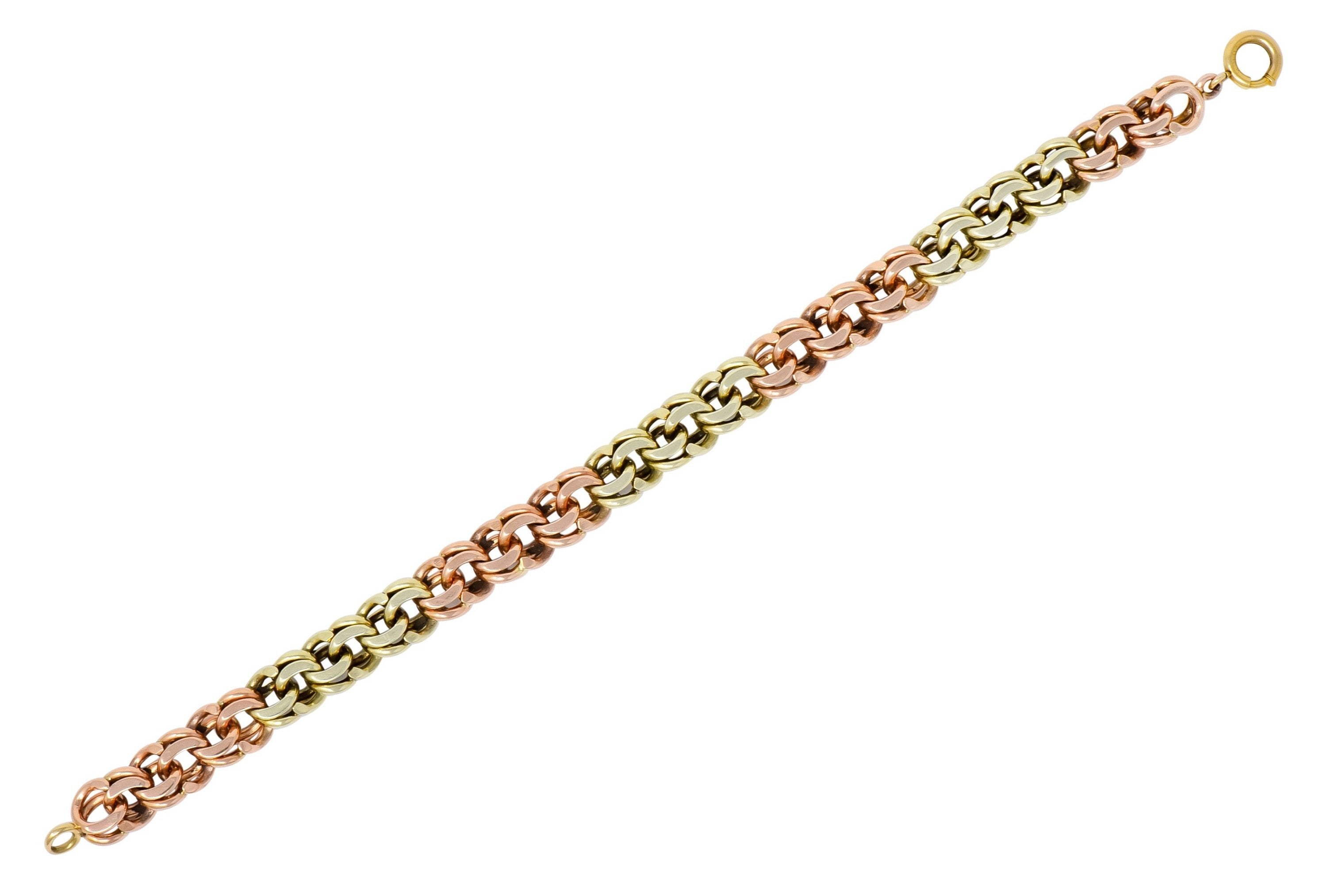 Cartier Retro 14 Karat Tri-Colored Gold Charm Bracelet - Wilson's Estate Jewelry