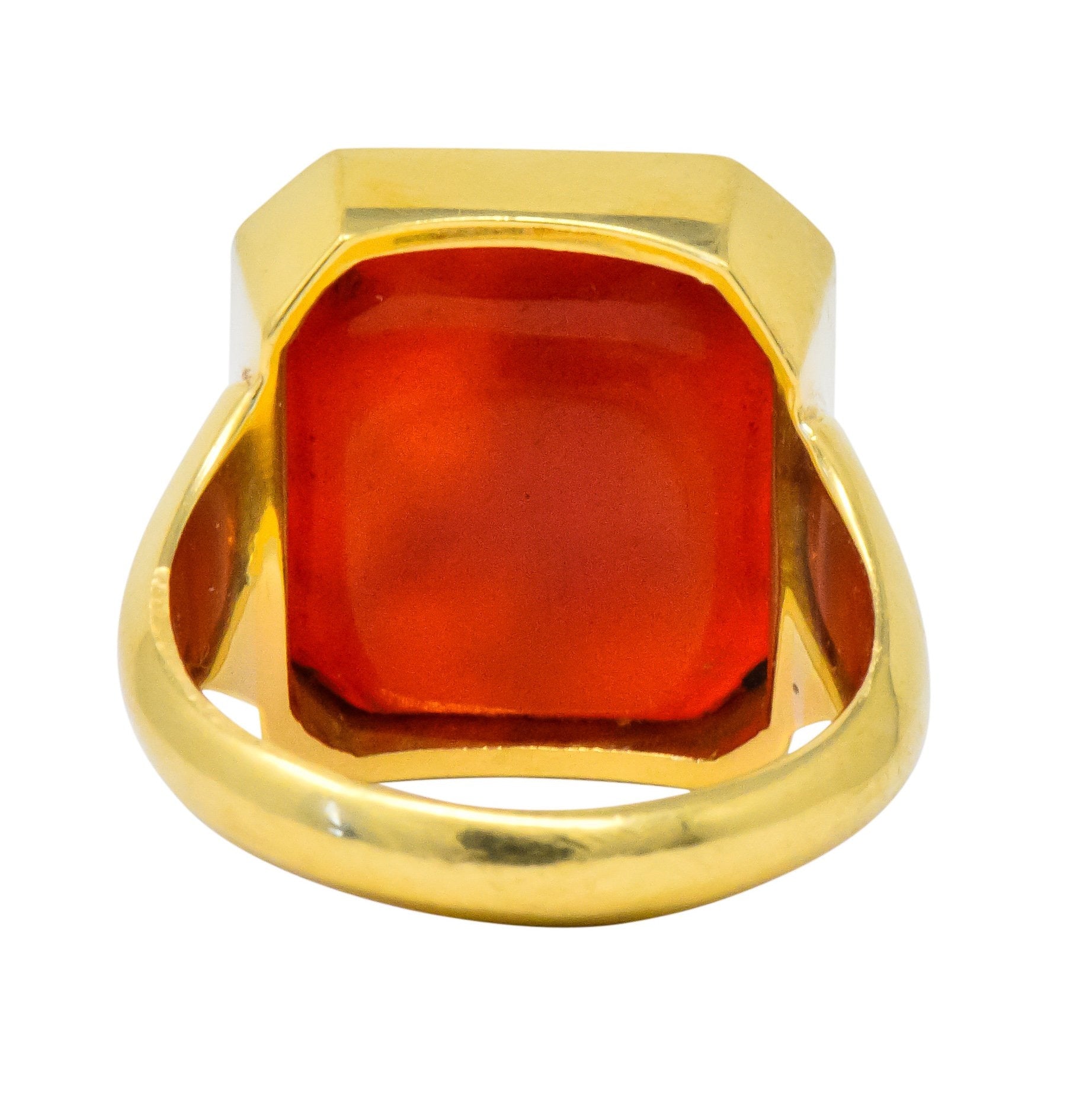 Charles Green & Son Vintage English Carnelian Intaglio 18 Karat Gold Unisex Signet Ring - Wilson's Estate Jewelry