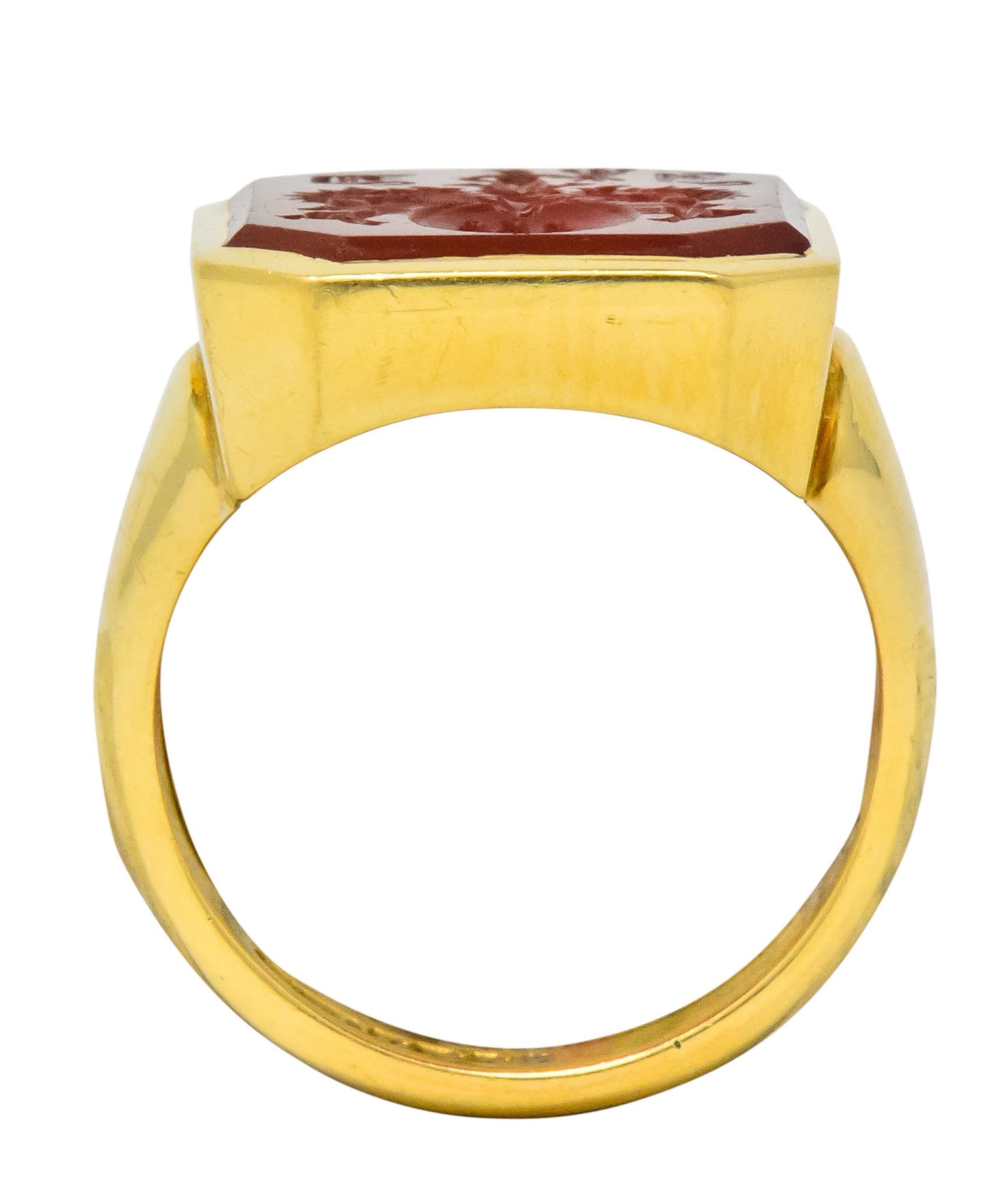 Charles Green & Son Vintage English Carnelian Intaglio 18 Karat Gold Unisex Signet Ring - Wilson's Estate Jewelry
