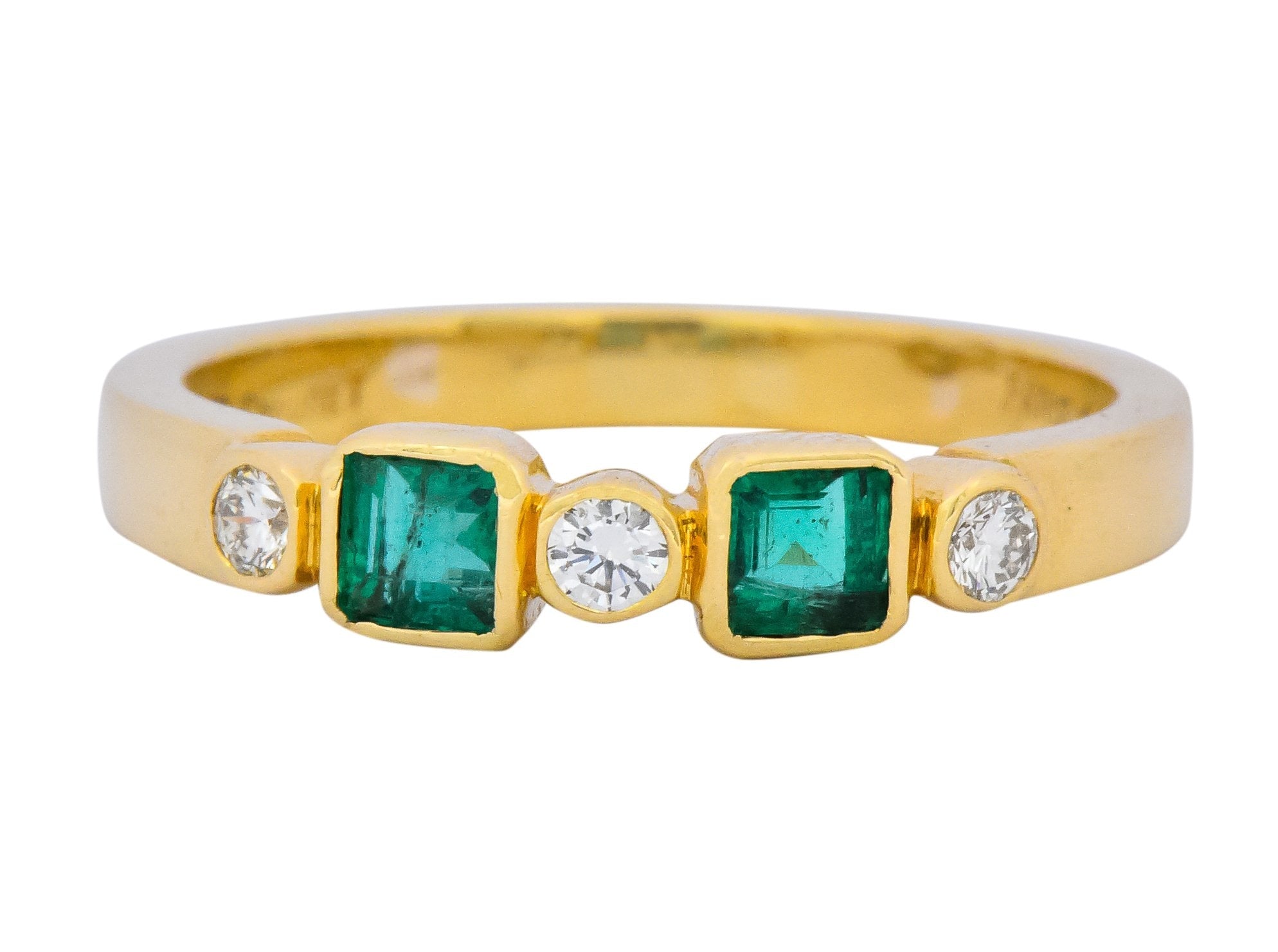 Chaumet Paris Emerald Diamond 18 Karat Gold Stacking Ring - Wilson's Estate Jewelry