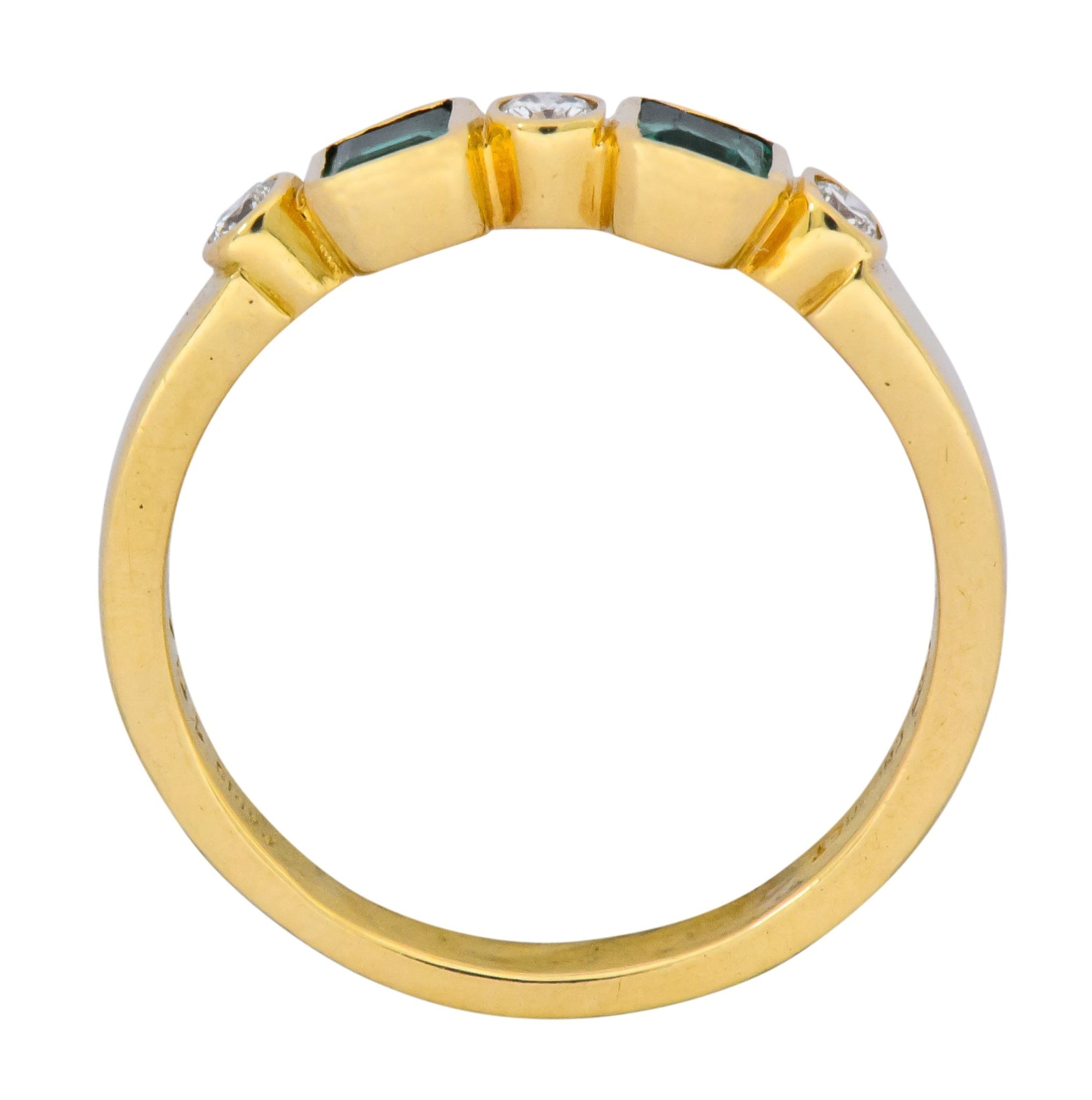 Chaumet Paris Emerald Diamond 18 Karat Gold Stacking Ring - Wilson's Estate Jewelry