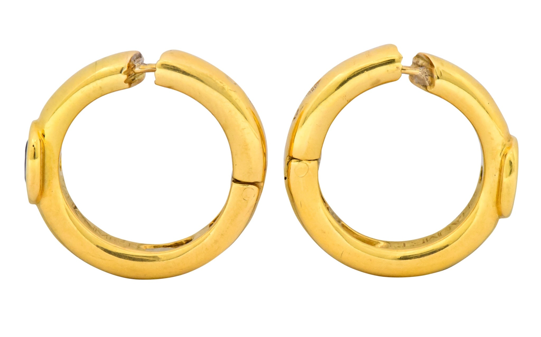 Chaumet Paris Vintage 1.00 CTW Sapphire 18 Karat Gold Hoop Earrings - Wilson's Estate Jewelry