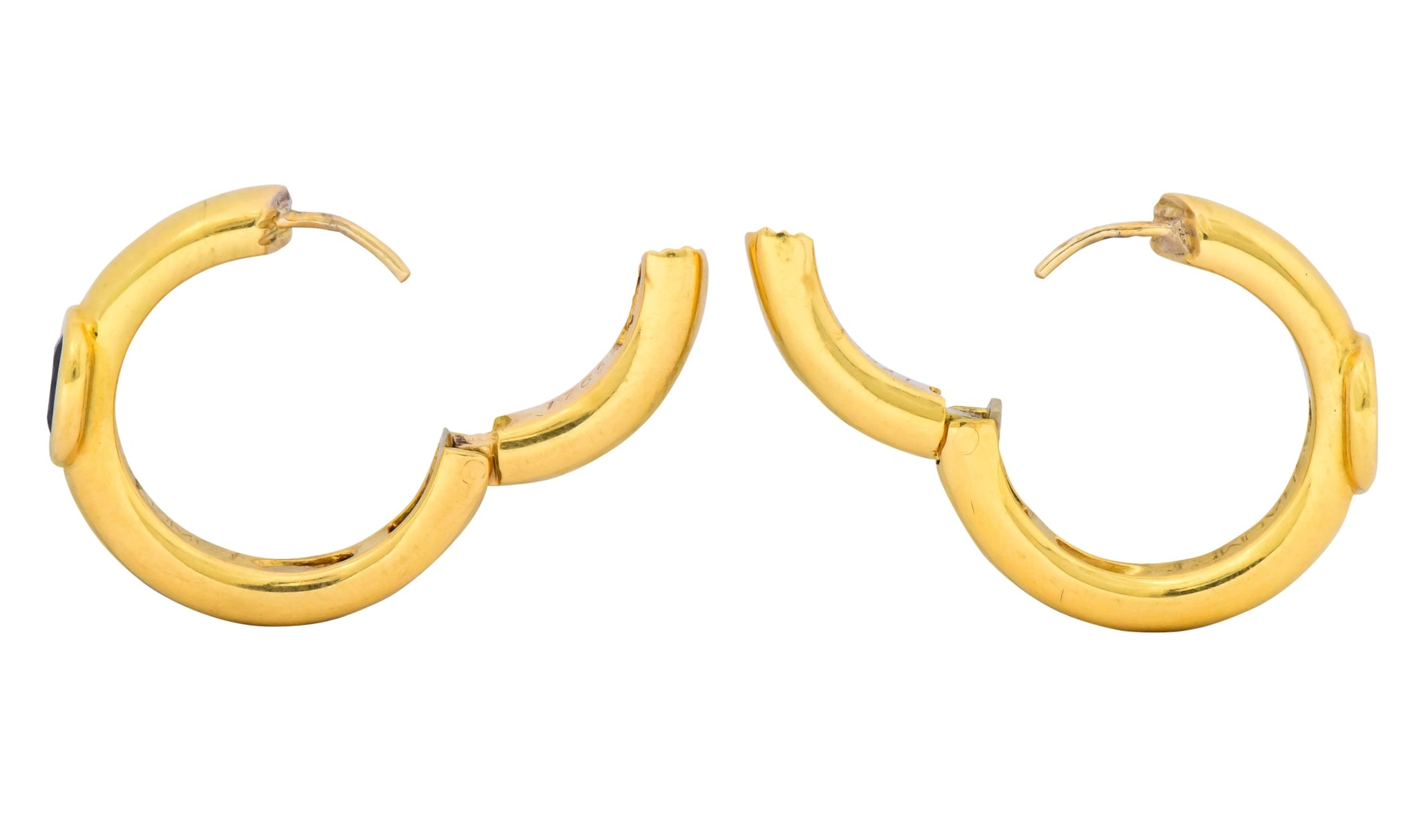 Chaumet Paris Vintage 1.00 CTW Sapphire 18 Karat Gold Hoop Earrings - Wilson's Estate Jewelry