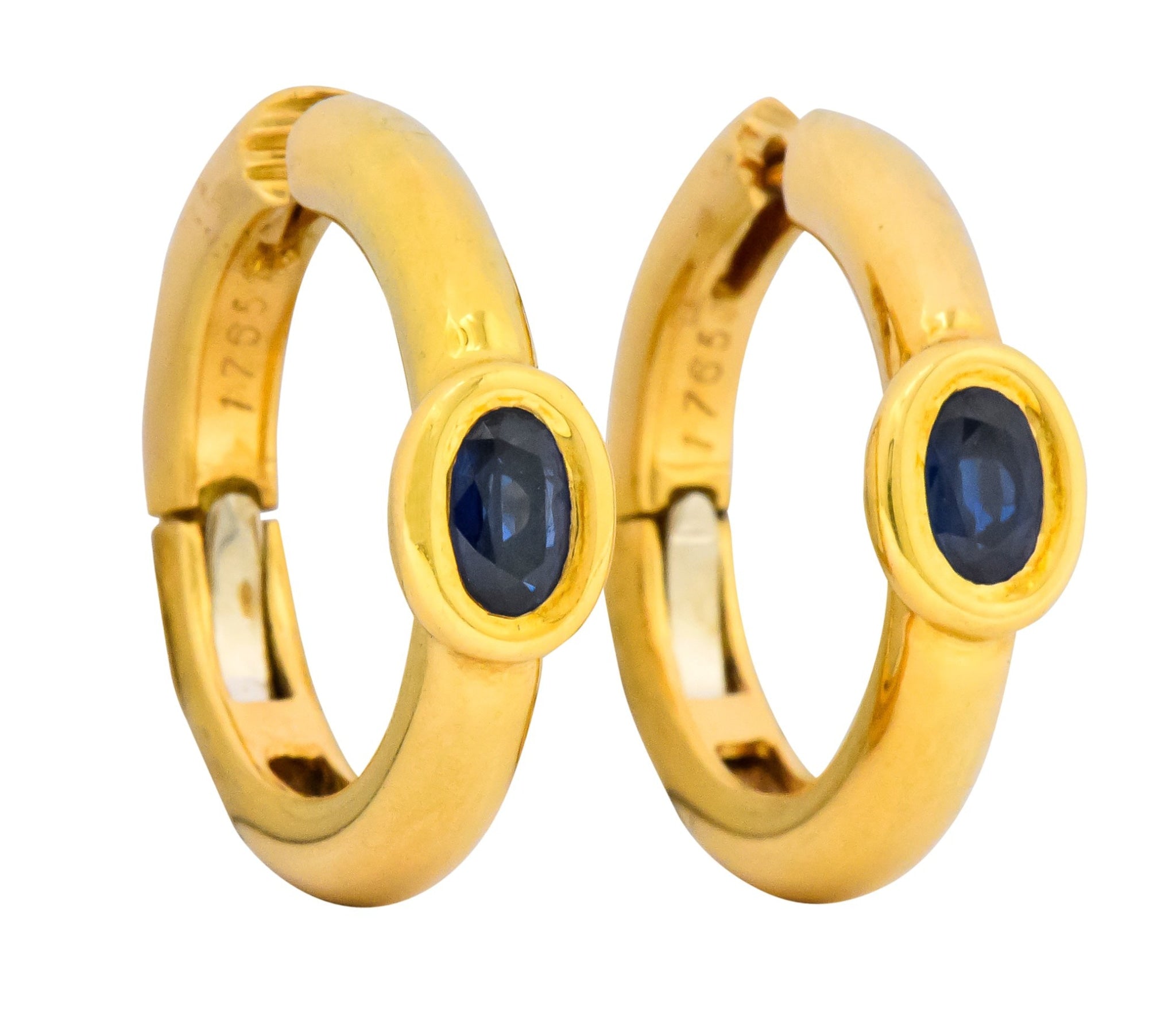 Chaumet Paris Vintage 1.00 CTW Sapphire 18 Karat Gold Hoop Earrings - Wilson's Estate Jewelry