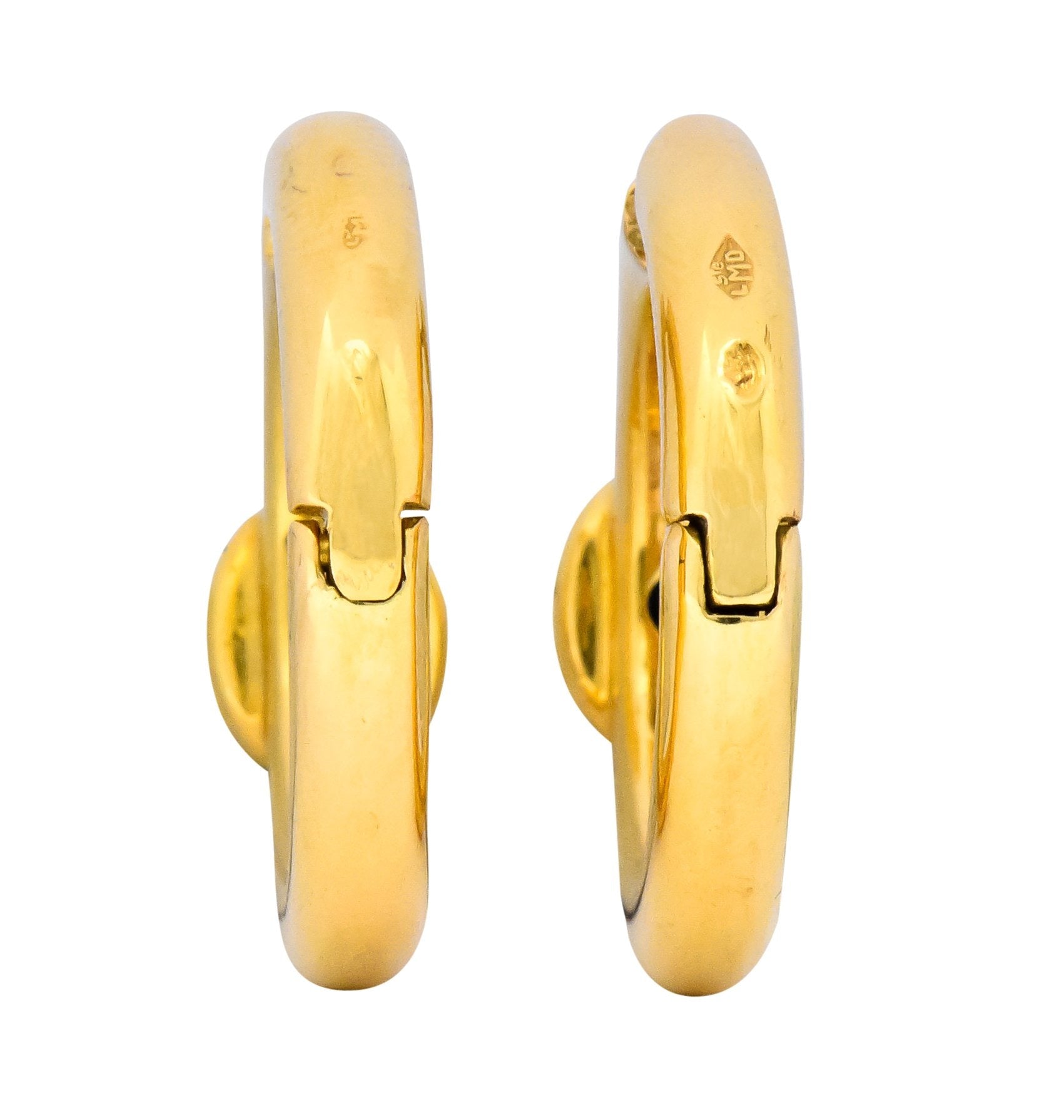 Chaumet Paris Vintage 1.00 CTW Sapphire 18 Karat Gold Hoop Earrings - Wilson's Estate Jewelry