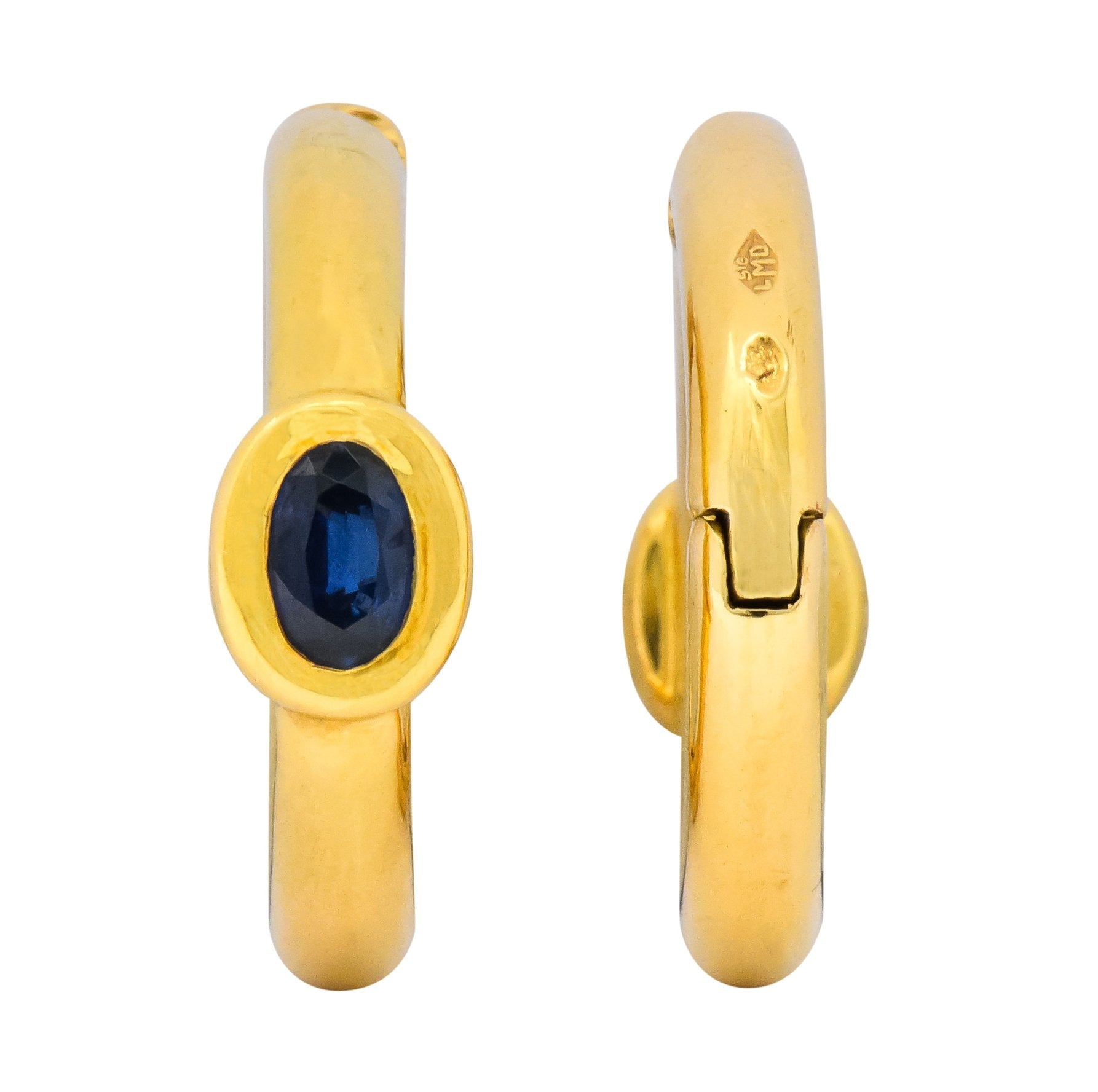 Chaumet Paris Vintage 1.00 CTW Sapphire 18 Karat Gold Hoop Earrings - Wilson's Estate Jewelry